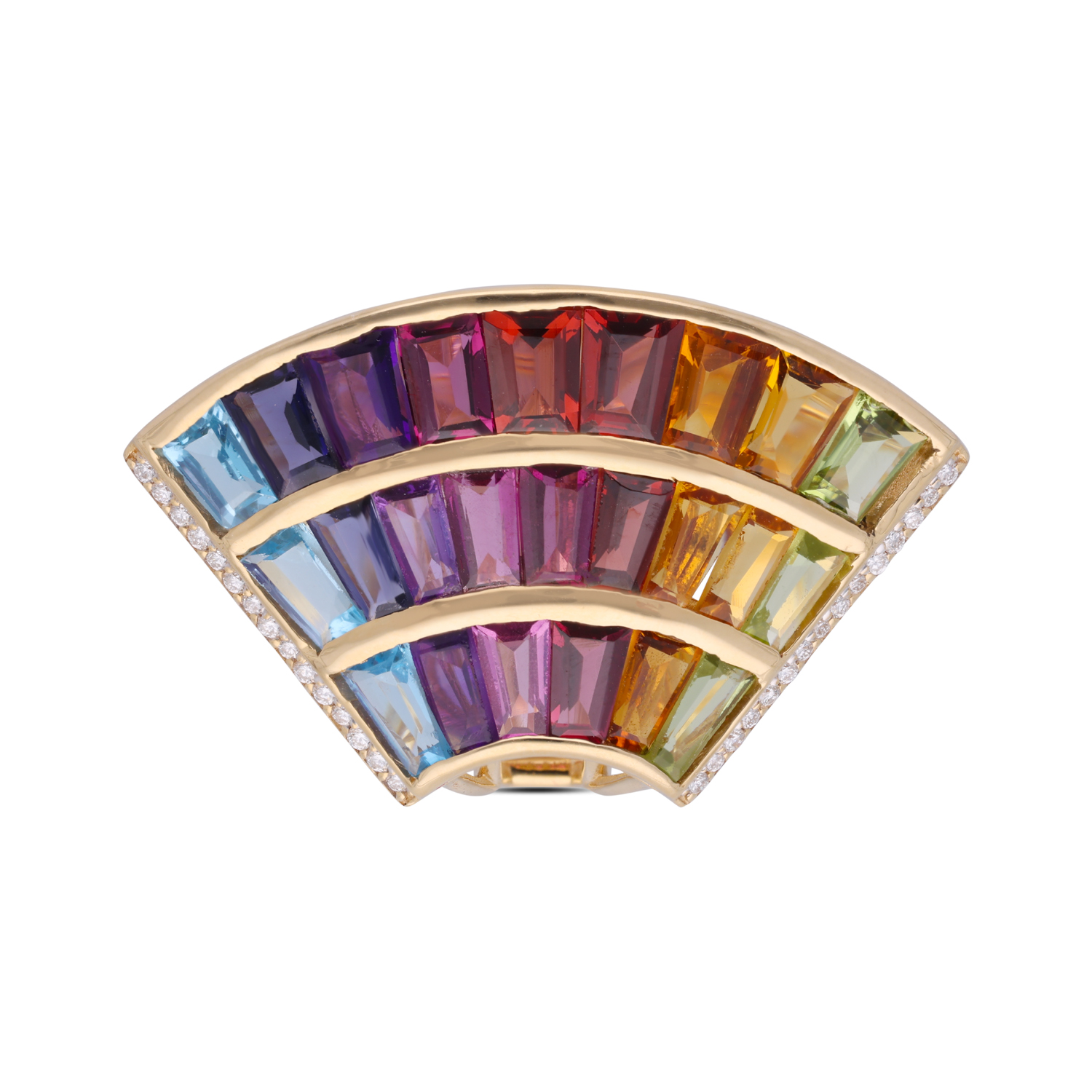 Opulent Spectrum Royale Gold Ring with Dazzling Diamonds & Natural Multicolored Gemstones