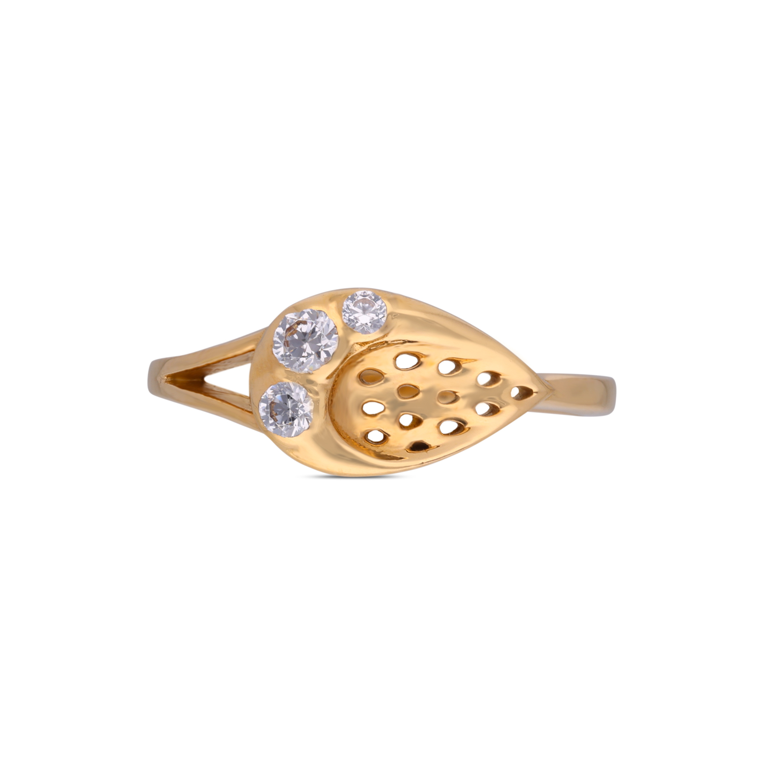 Graceful Bloom Gold Ring with Sparkling White Cubic Zirconia