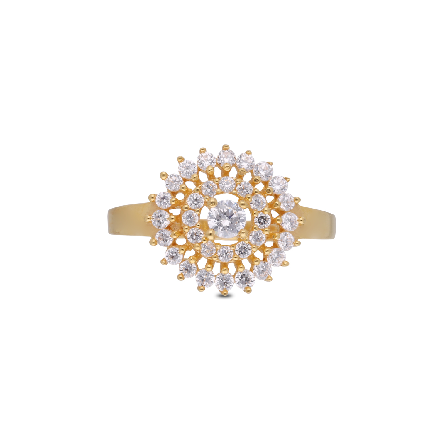 Ethereal Radiance Gold Ring with Dazzling White Cubic Zirconia