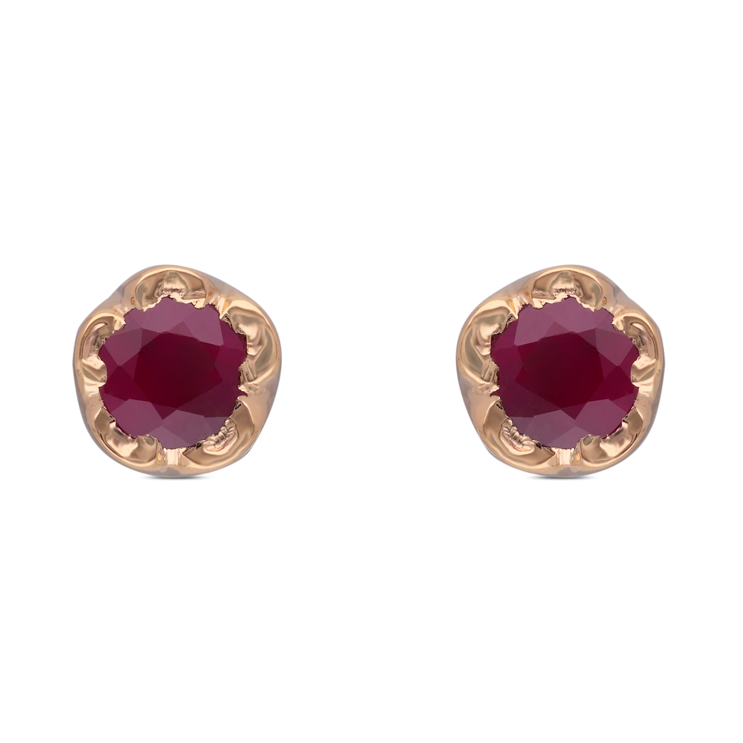 Timeless Gold Stud Earrings with Single Ruby ? A Symbol of Elegance