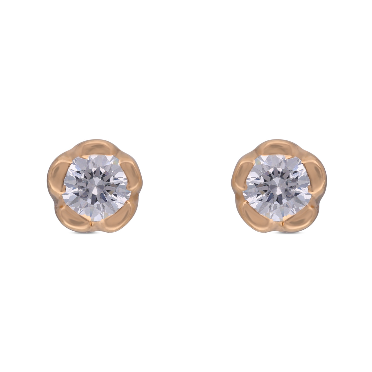 Timeless Floral Gold Ear Studs with White Cubic Zirconia