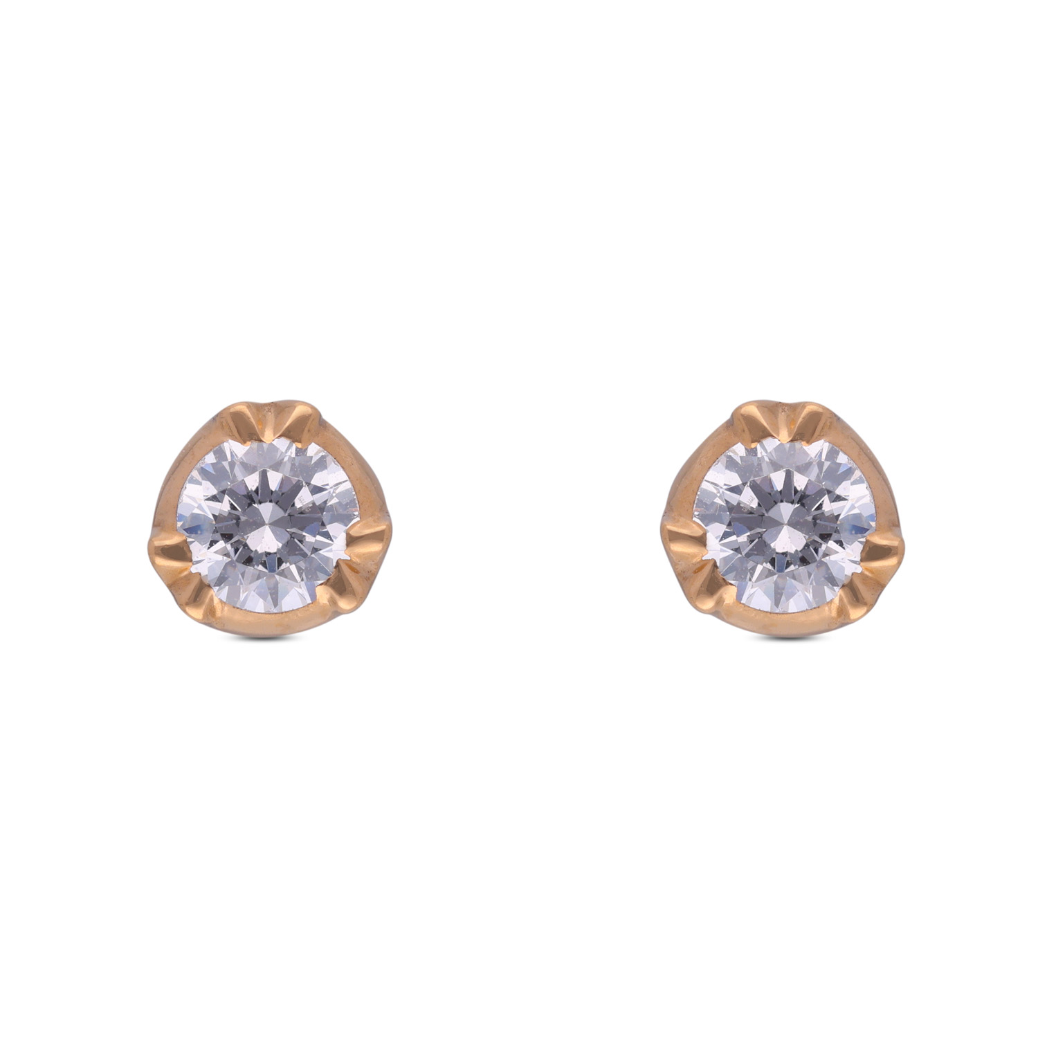 Classic Brilliance Gold Ear Studs with White Cubic Zirconia