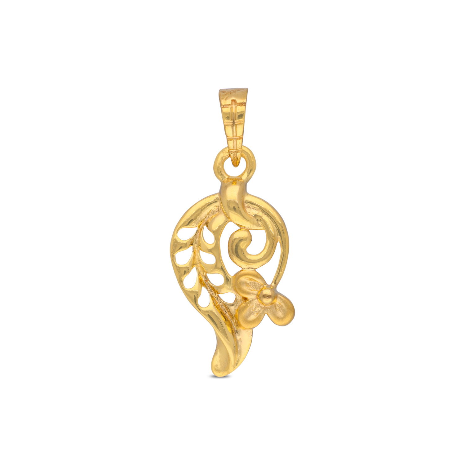 Nature-Inspired Gold Pendant ? Leaf & Floral Motif Charm