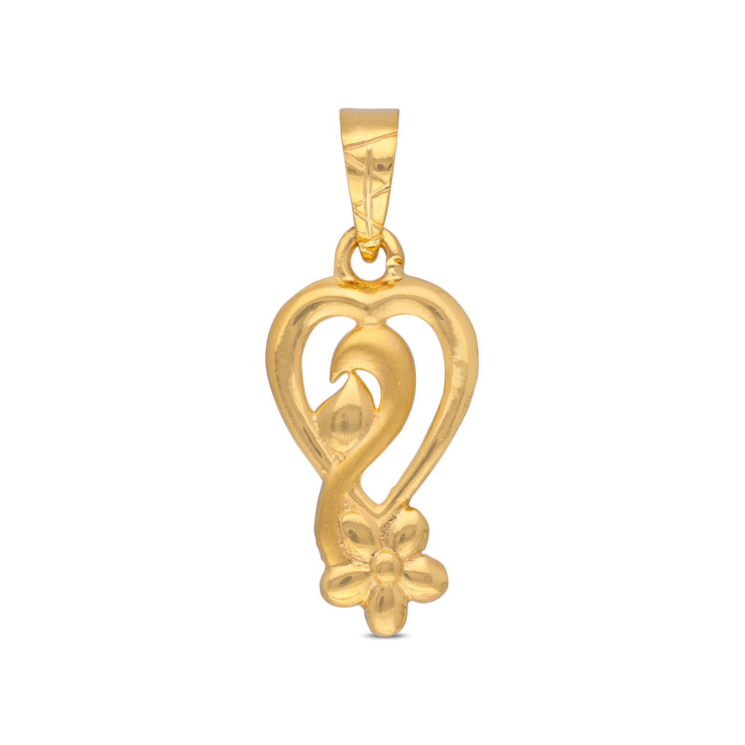 Graceful Gold Heart Pendant with Floral & Leaf Motif ? A Symbol of Elegance