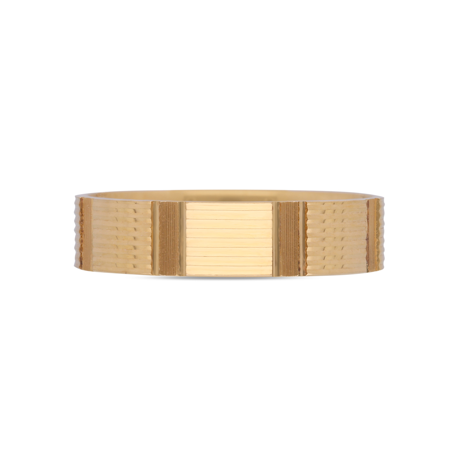 Sleek Textured Gold Band Ring – Geometric Pattern