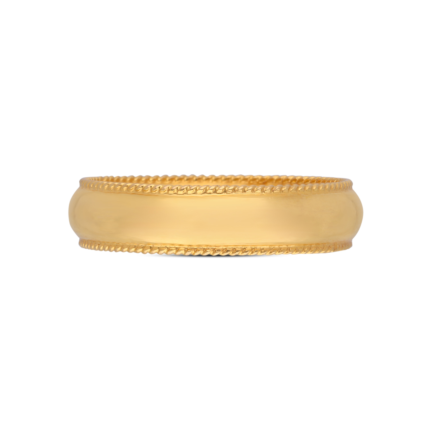 Elegant Gold Band Ring with Rope-Edged Detailing