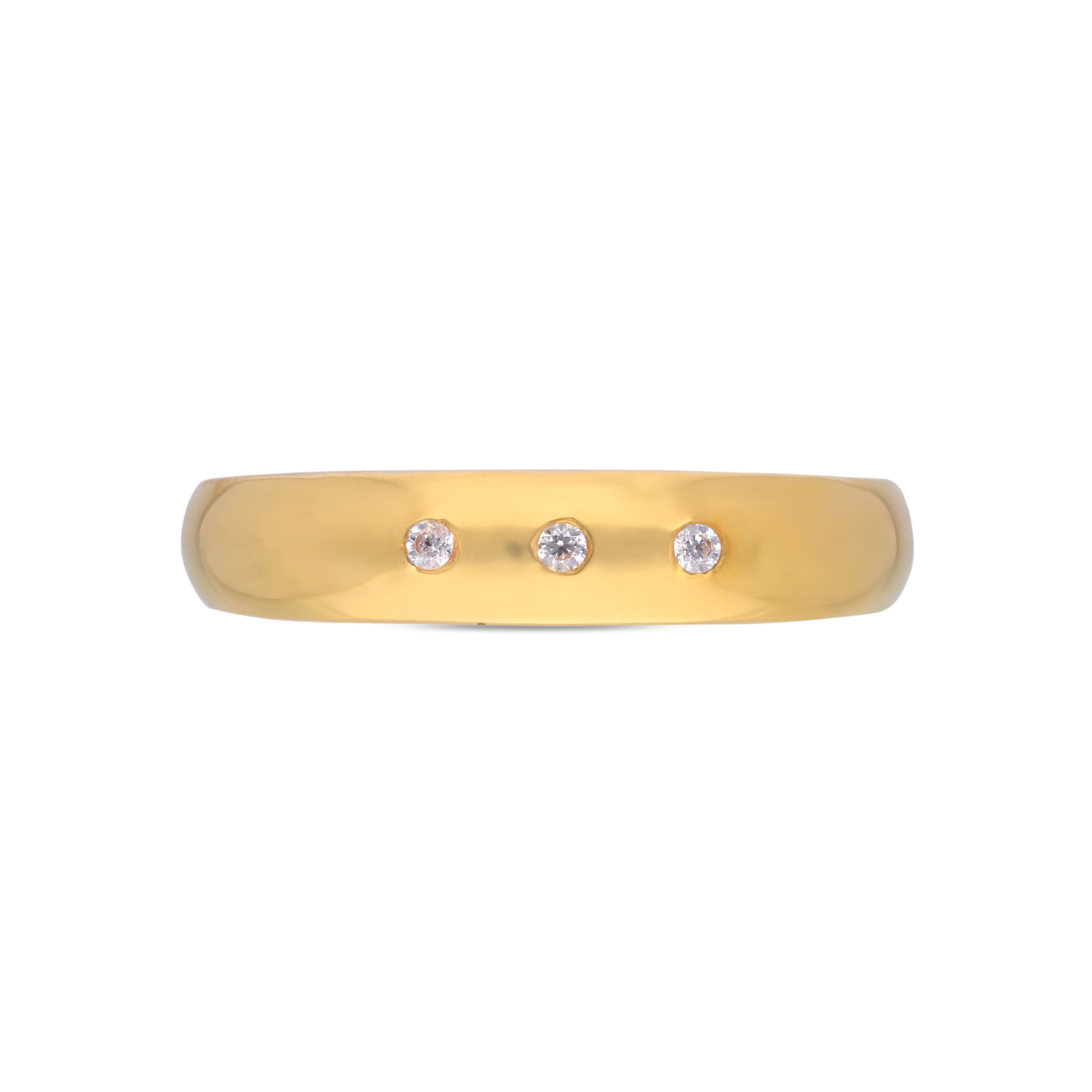 Elegant Gold Band Ring with White Cubic Zirconia – Timeless Sophistication