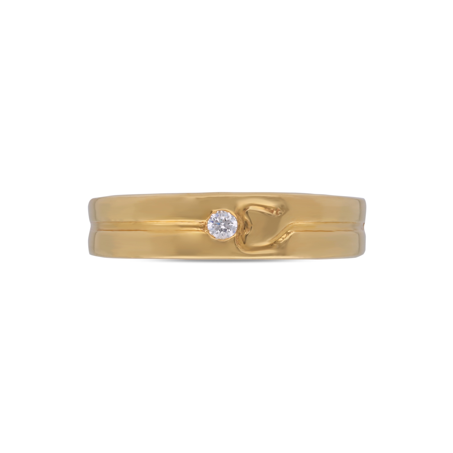 Elegant Gold Band Ring with Diamond Accent