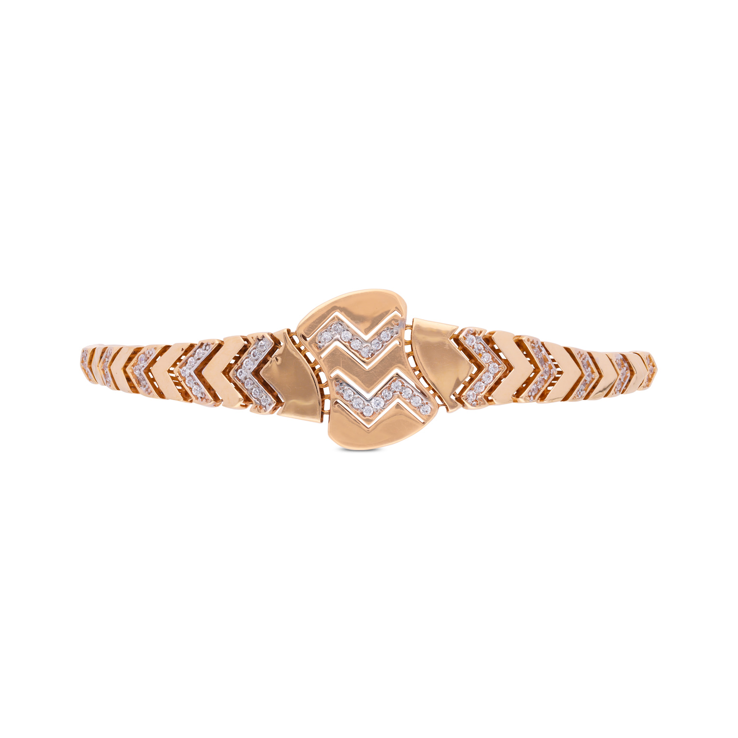 Elegant Gold Bracelet with White Cubic Zirconia Stones