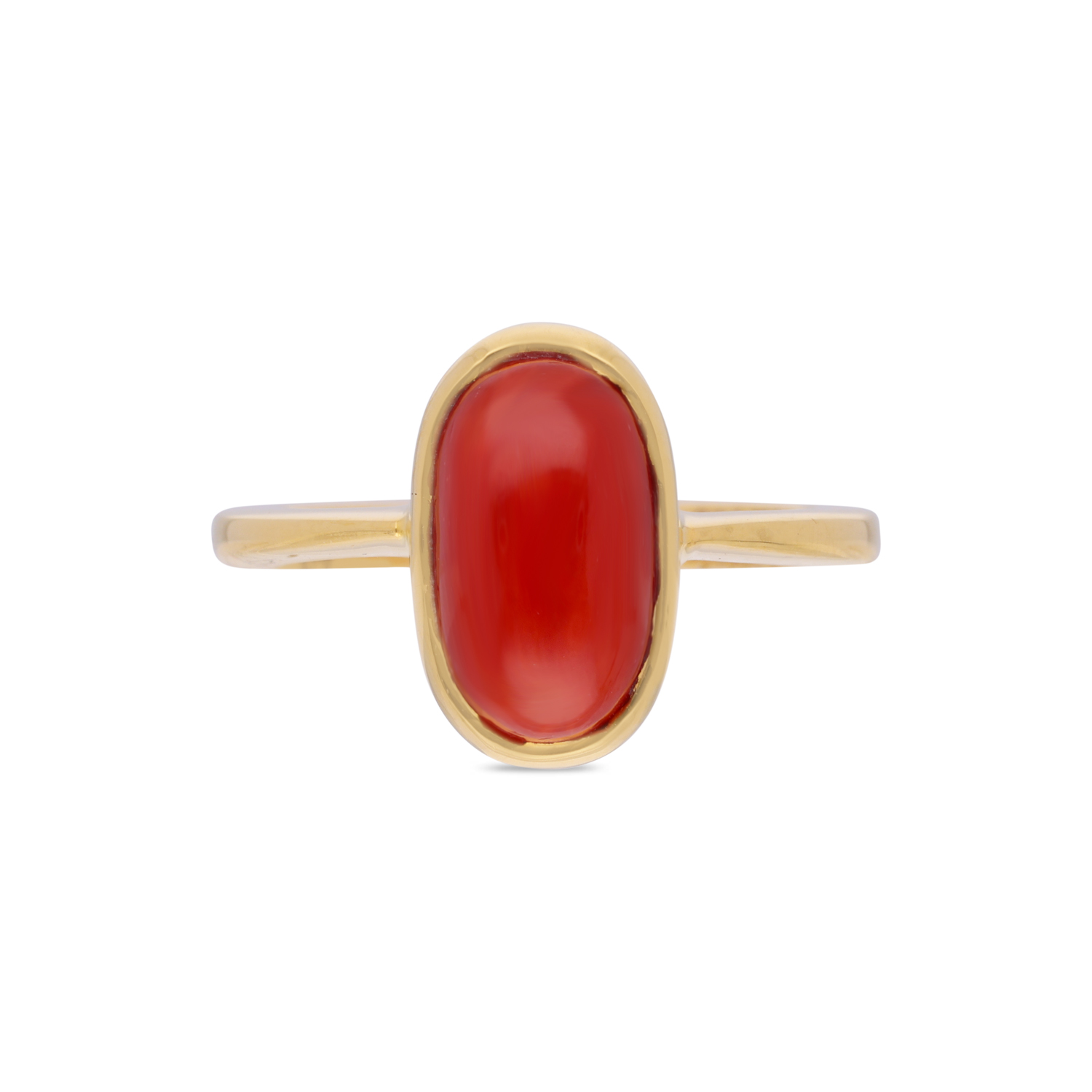 Elegant Coral Cut Solid Band Gold Ring