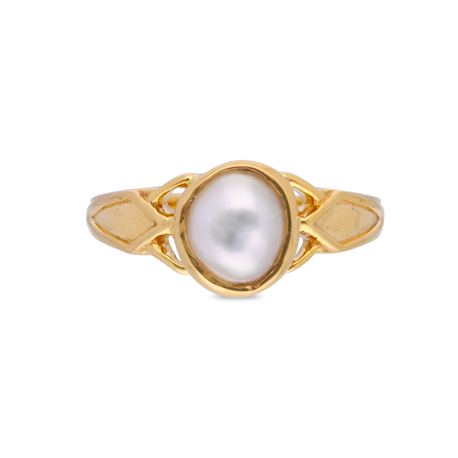 Radiant Elegance: Cultured Button Pearl Gold Ring