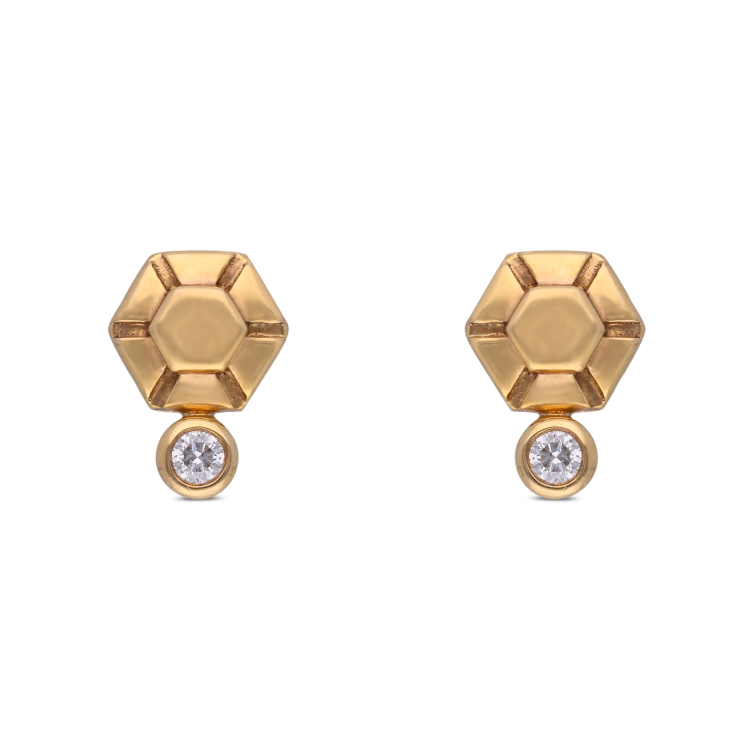 Elegant Gold Diamond Earstud Set with Fancy Design