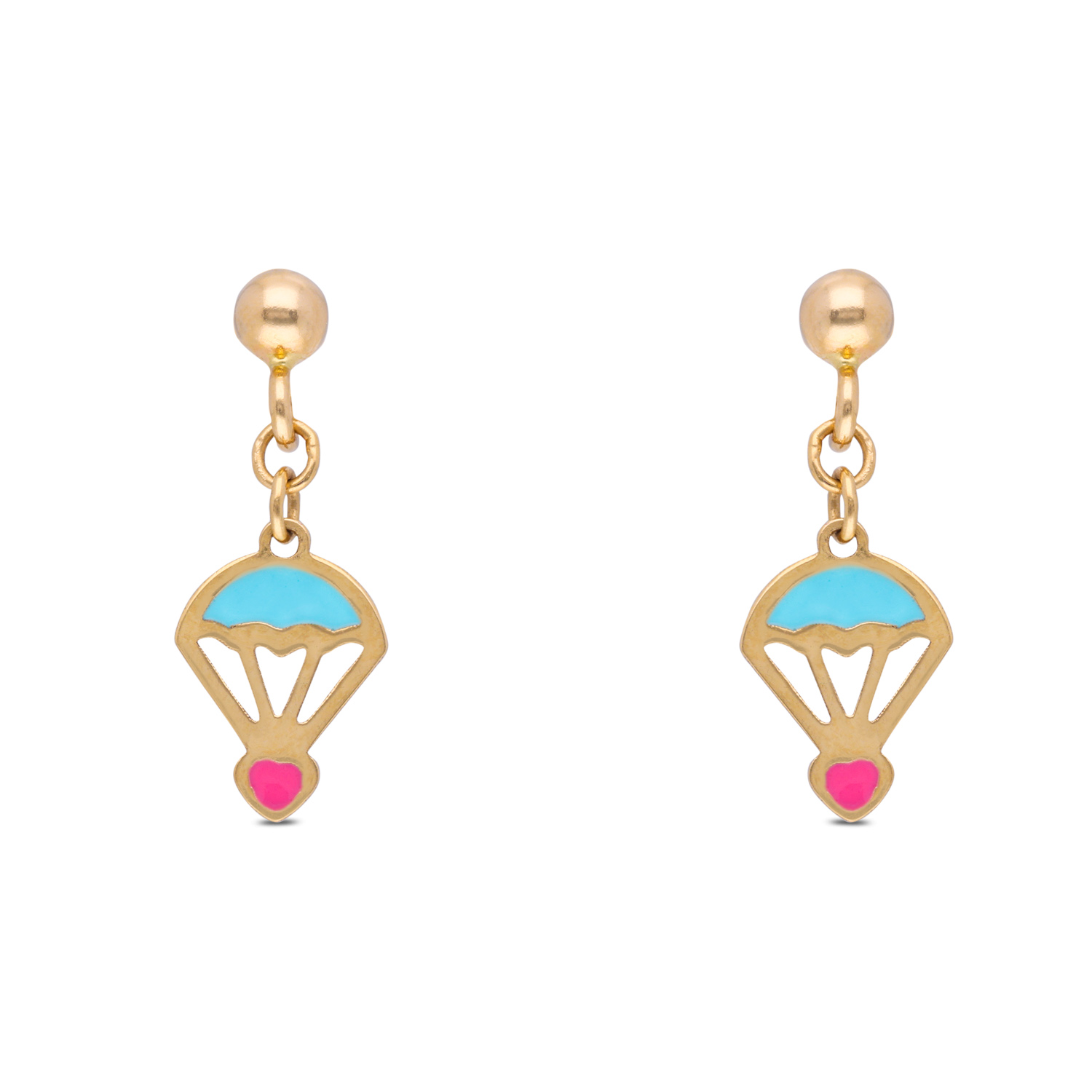Kids Gold Ear Drops with Parachute Design