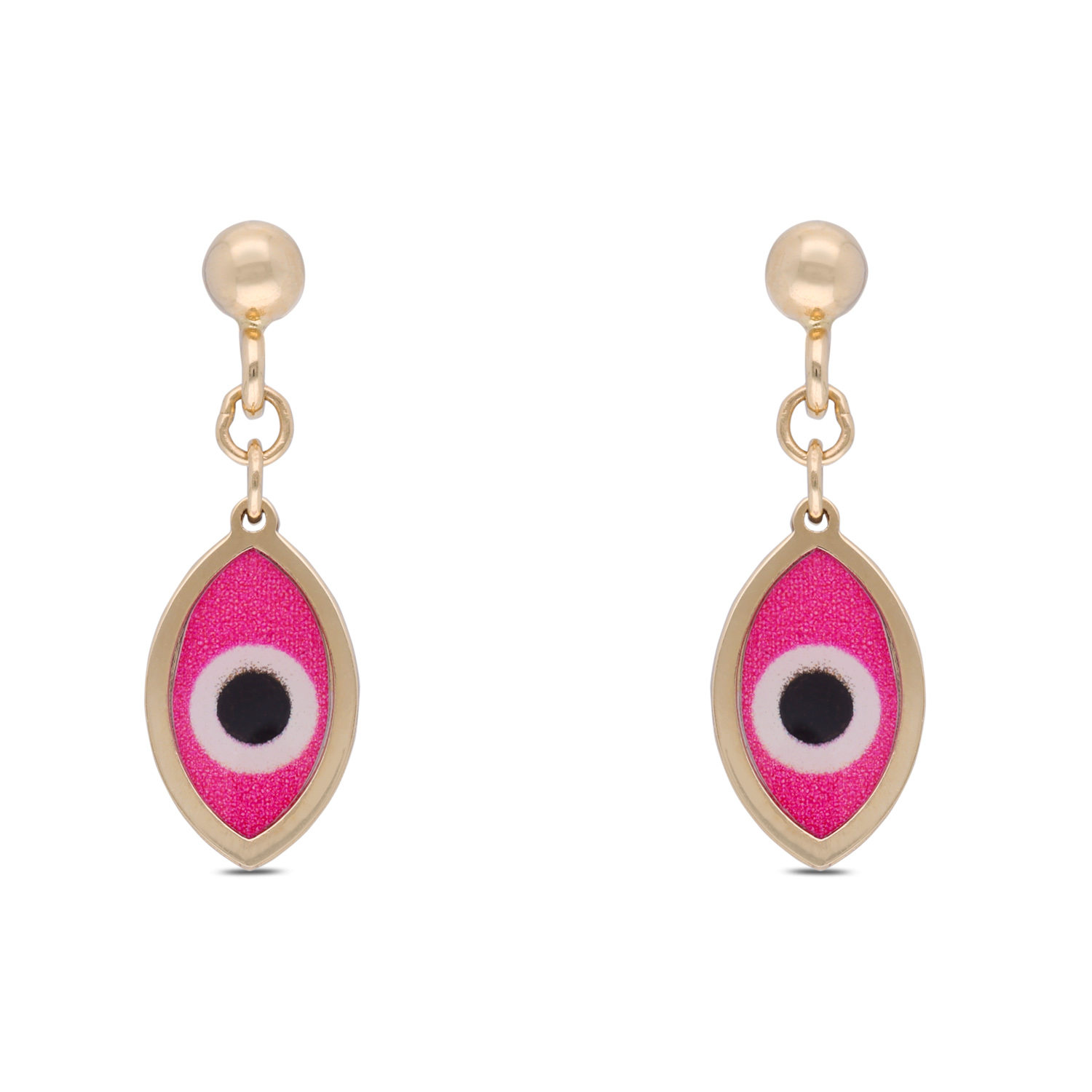 Kids Gold Ear Drops with Evil Eye Design