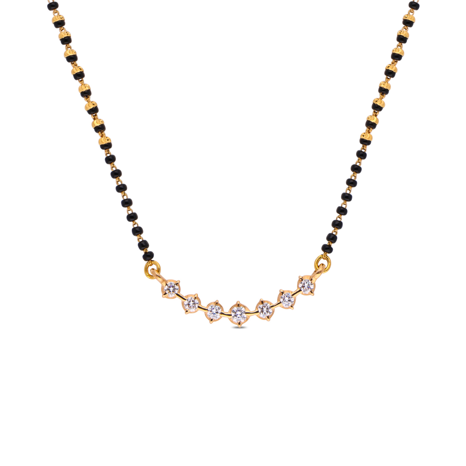 Elegant Gold Diamond Mangalsutra with Black Beads