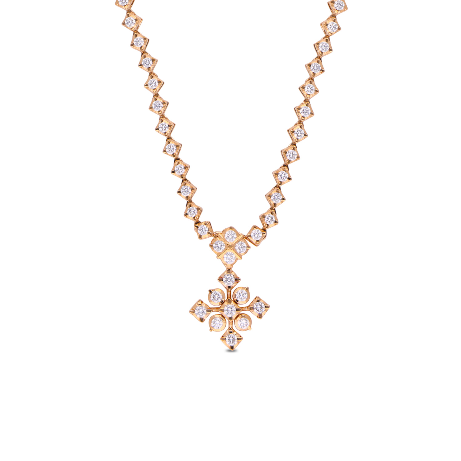 Exquisite Gold Diamond Necklace in Peacock Pattern