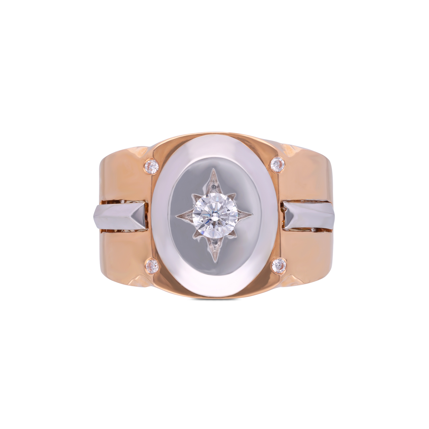 Regal Majesty Gold Ring with Lustrous White Zircon