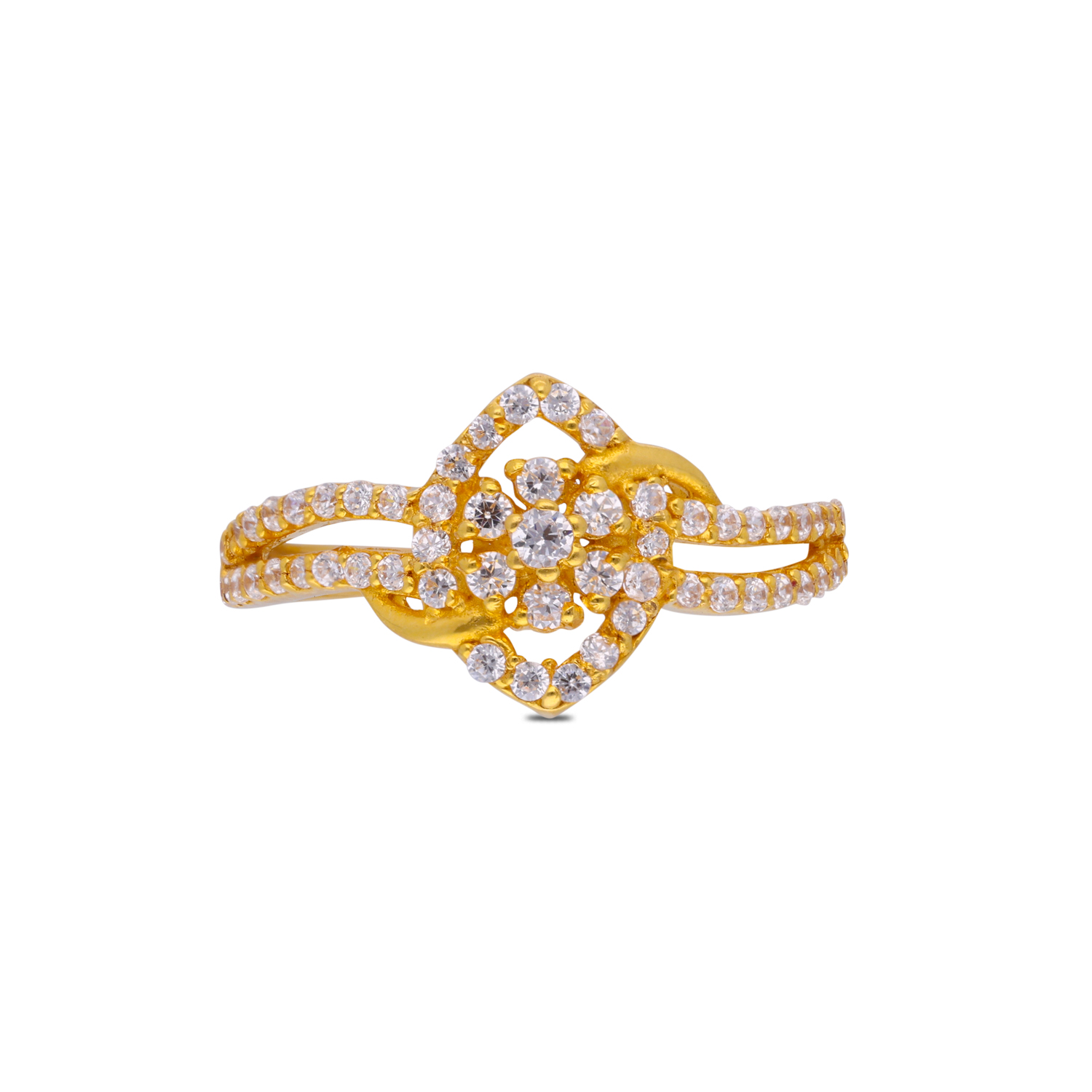 Lustrous Gold Ring with White Cubic Zirconia – A Dazzling Symbol of Elegance
