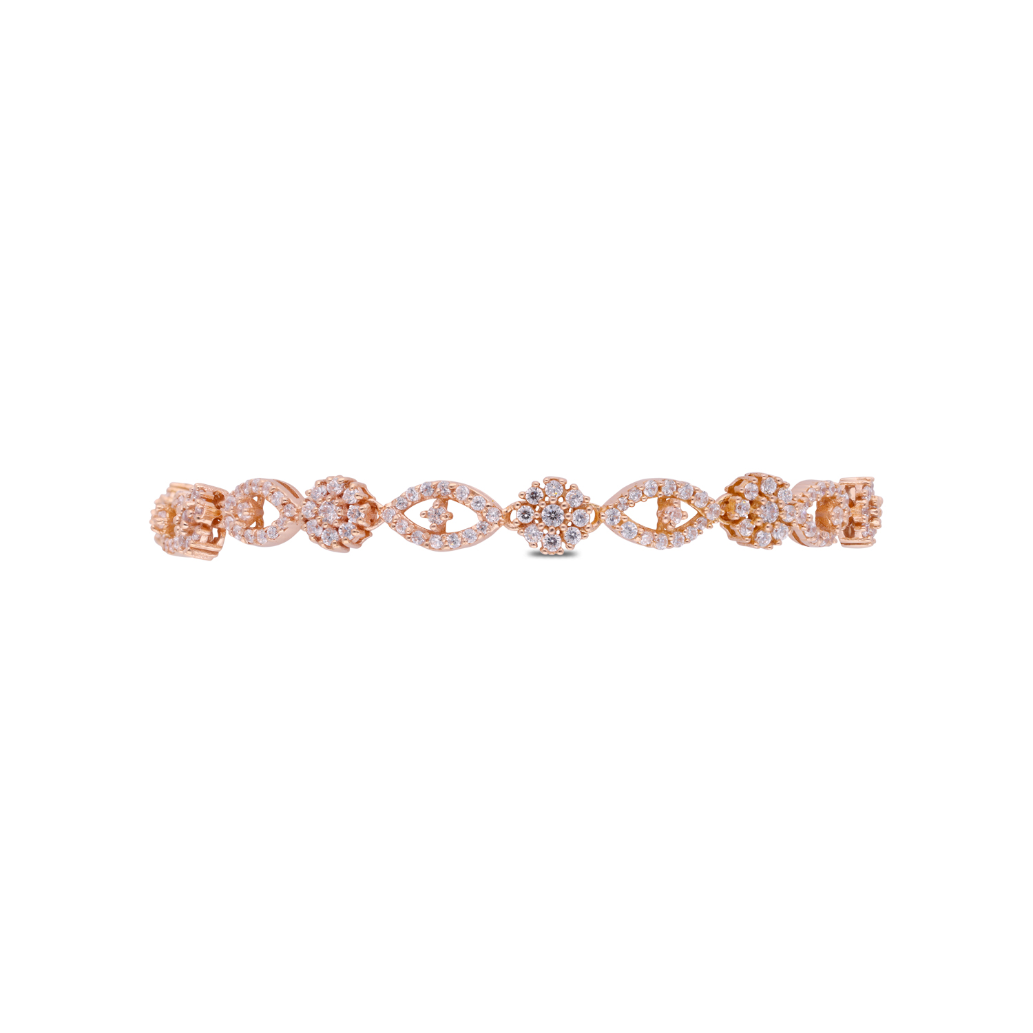 Exquisite Gold Bracelet with White Cubic Zirconia – A Radiant Statement of Elegance