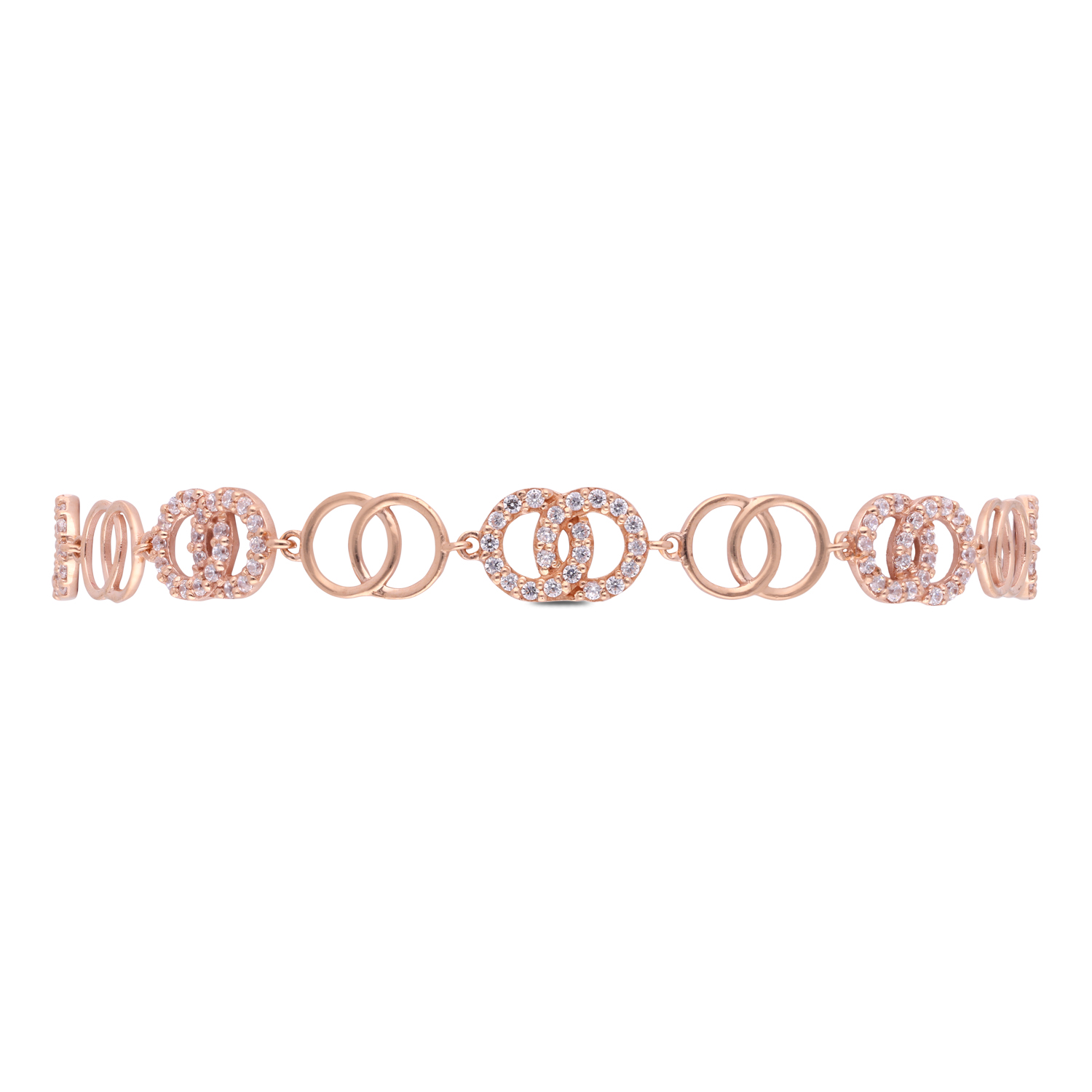 Ethereal Interlinked Gold Bracelet with White Zircon Accents