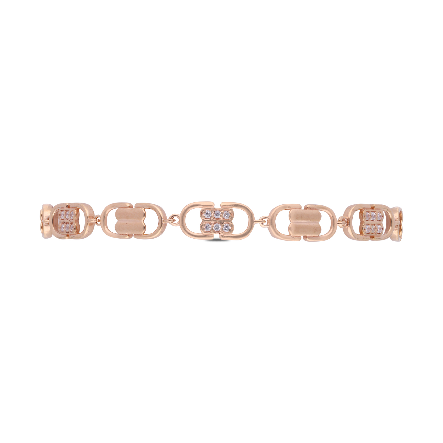 Sleek Gold Bracelet with White Cubic Zirconia – A Contemporary Elegance