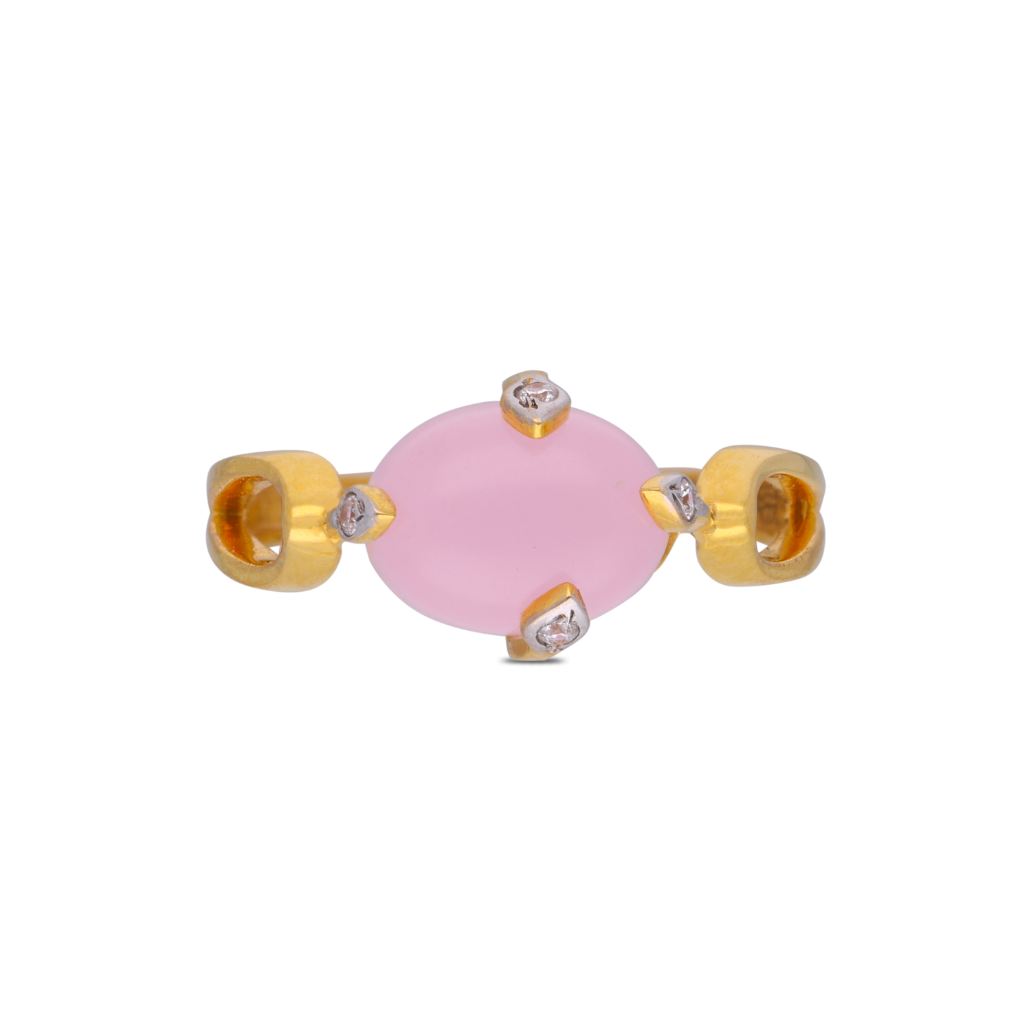 Elegant Gold Ring with Multi-Colored Stone & White Cubic Zirconia-A Fusion of Charm & Sophistication