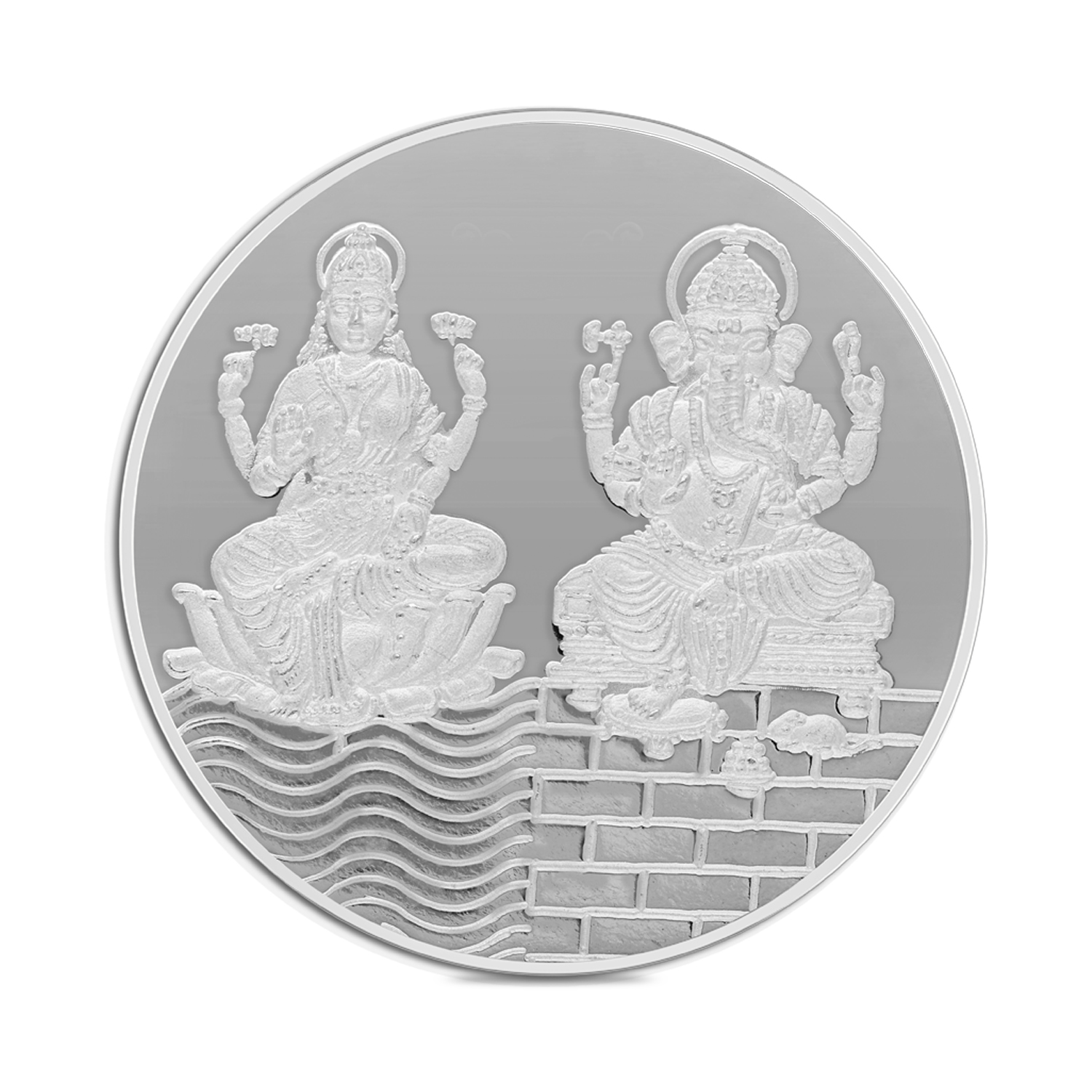 50gm Opulent Ganesha & Lakshmi Coin –  Pure Silver Symbol of Divine Prosperity