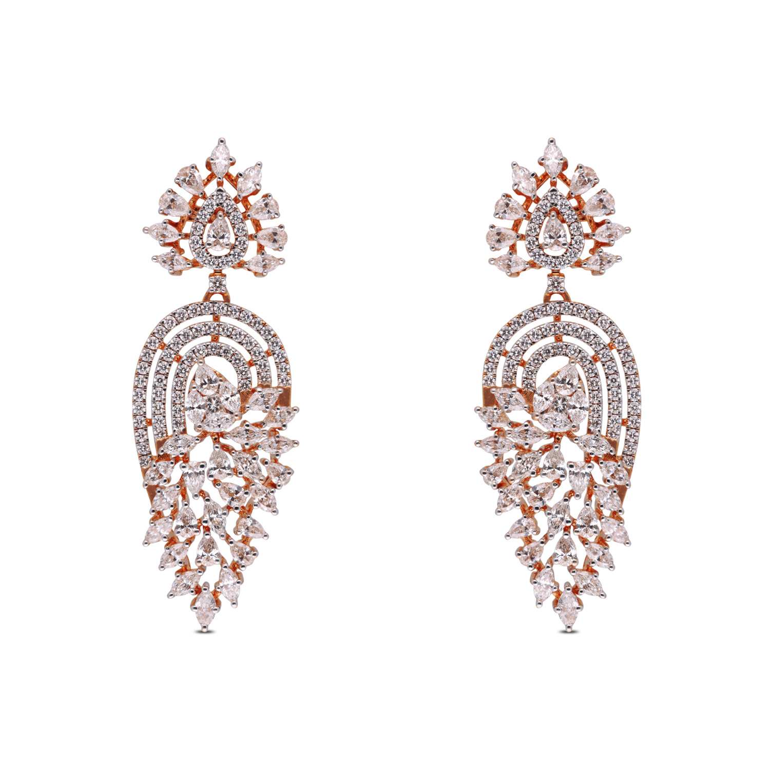 Radiant Gold Drop Earrings Adorned with Brilliant Stones ? A Celestial Elegance