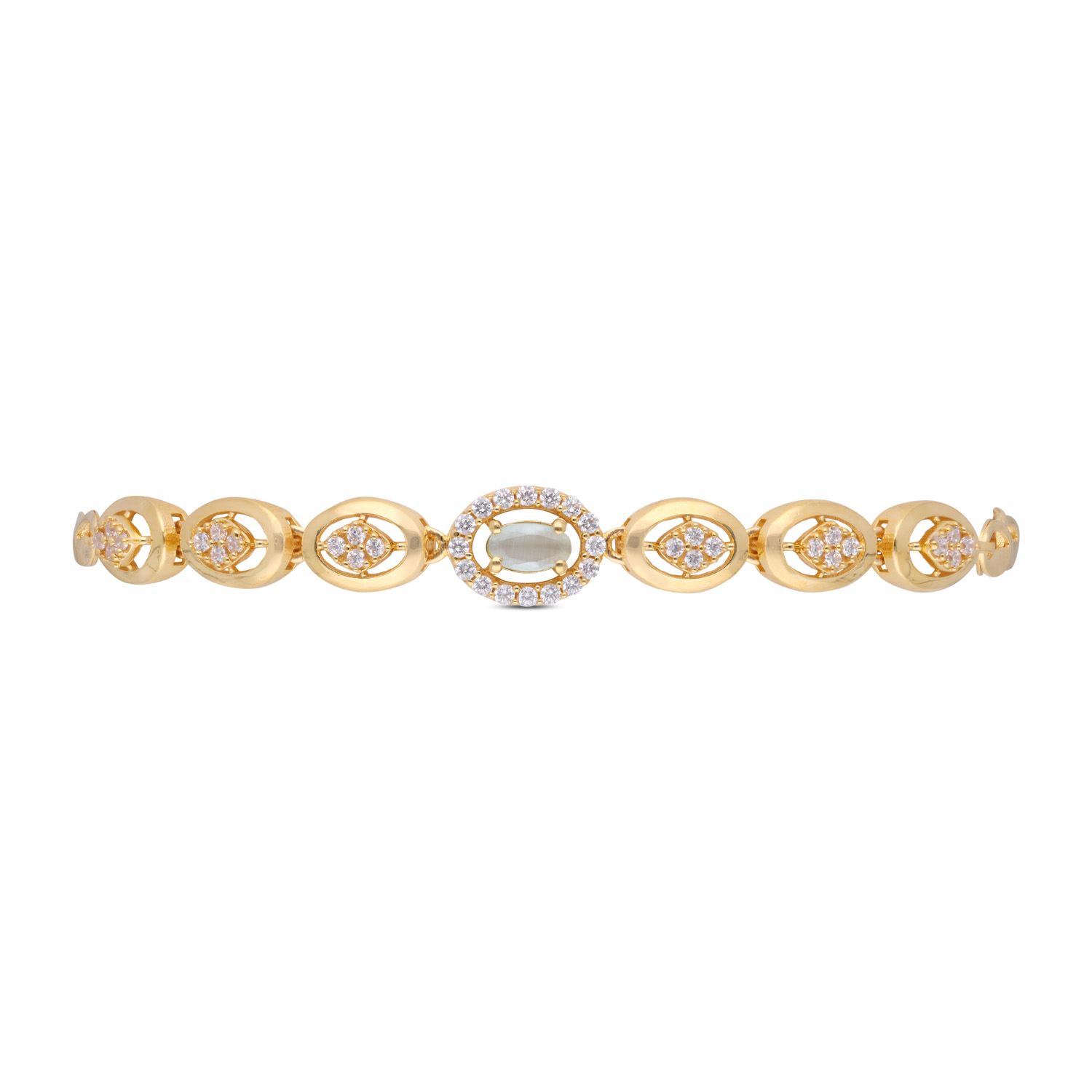 Exquisite Gold Bracelet with White & Colored Cubic Zirconia – A Timeless Expression of Elegance