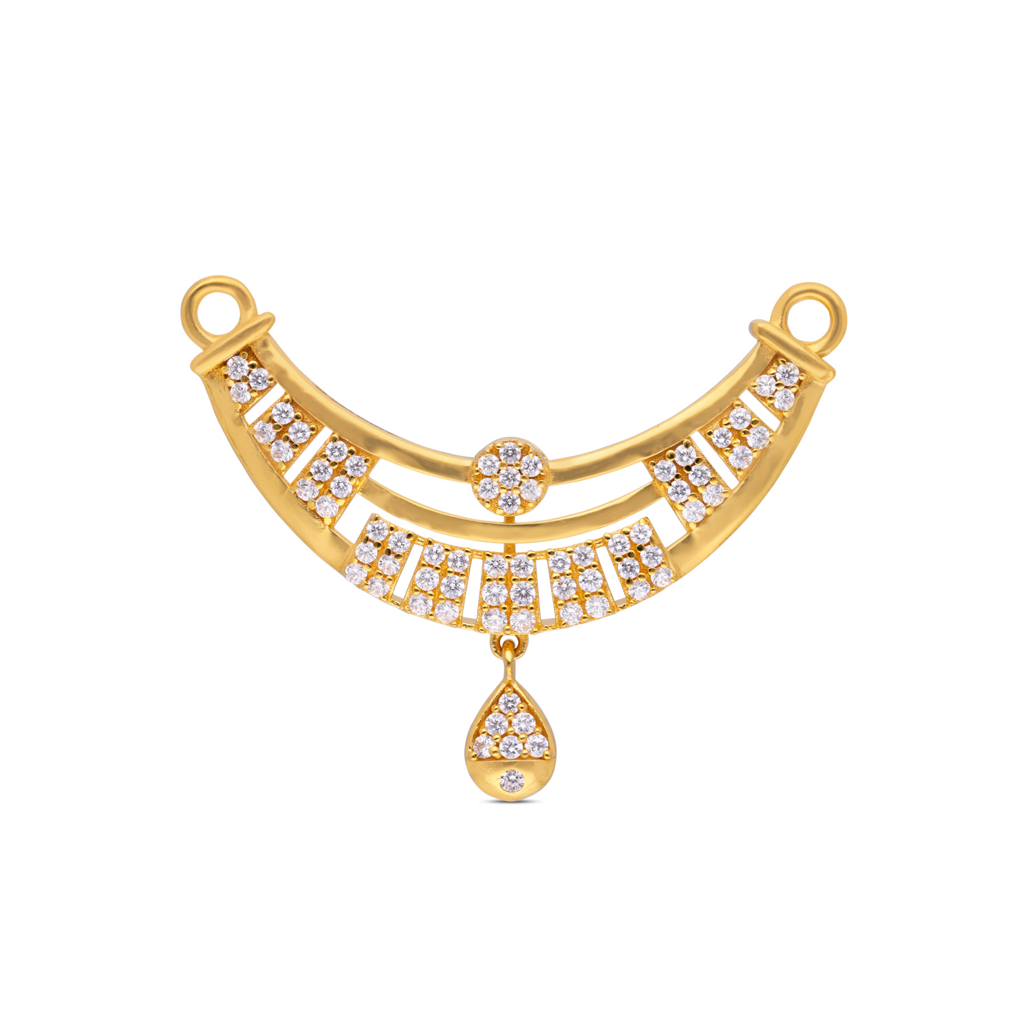 Regal Radiance Gold Pendant – Embellished with White Cubic Zirconia