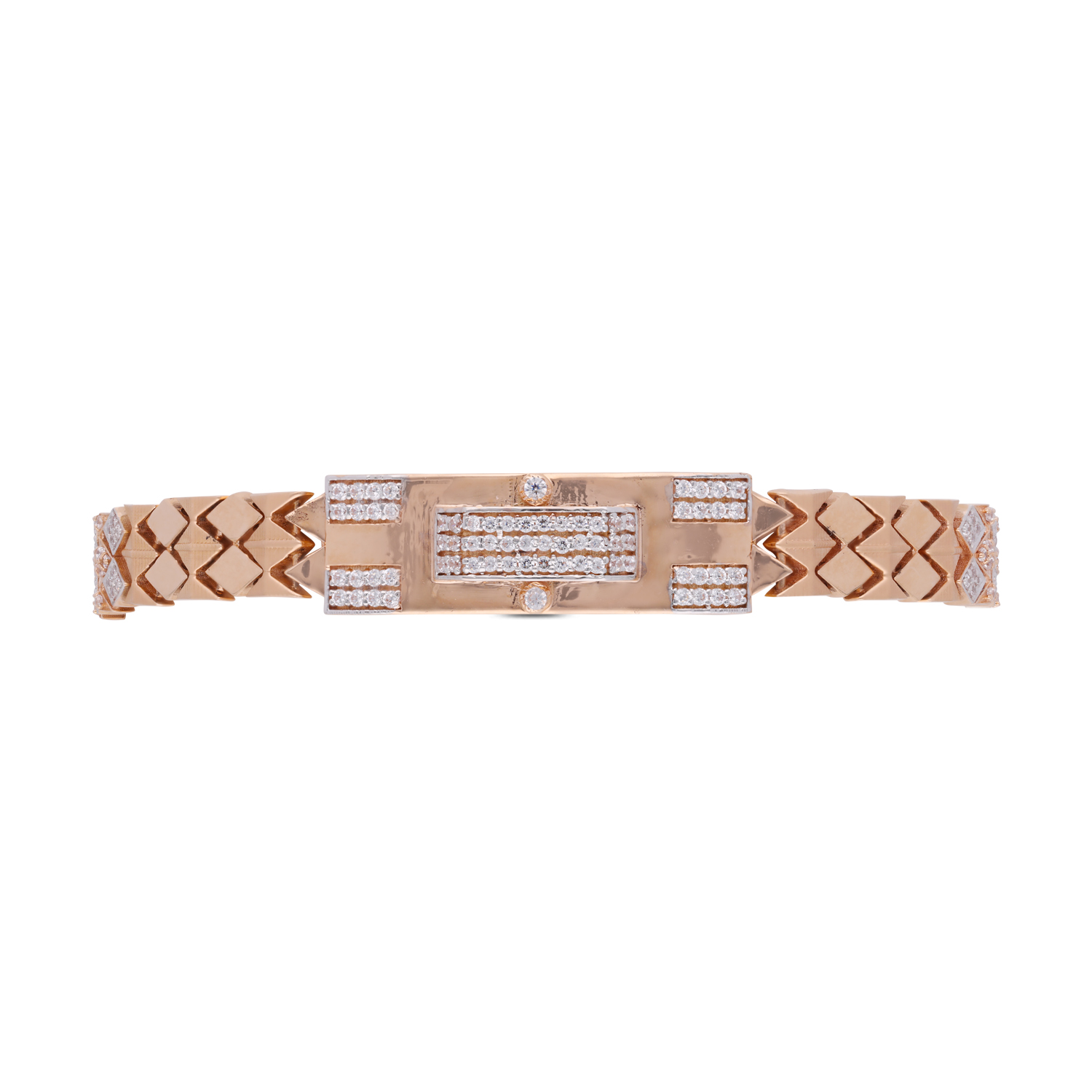 Refined Gold Bracelet with White Cubic Zirconia – A Bold Statement of Luxury