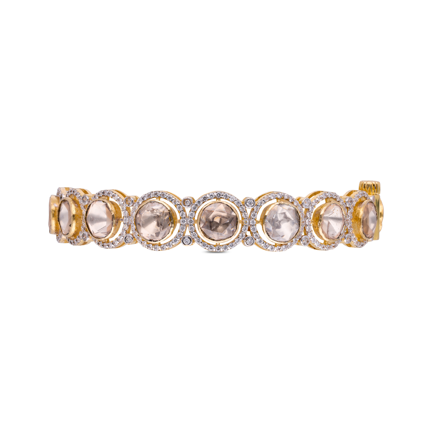 Majestic Moissanite Gold Bangles – Embellished with White Cubic Zirconia