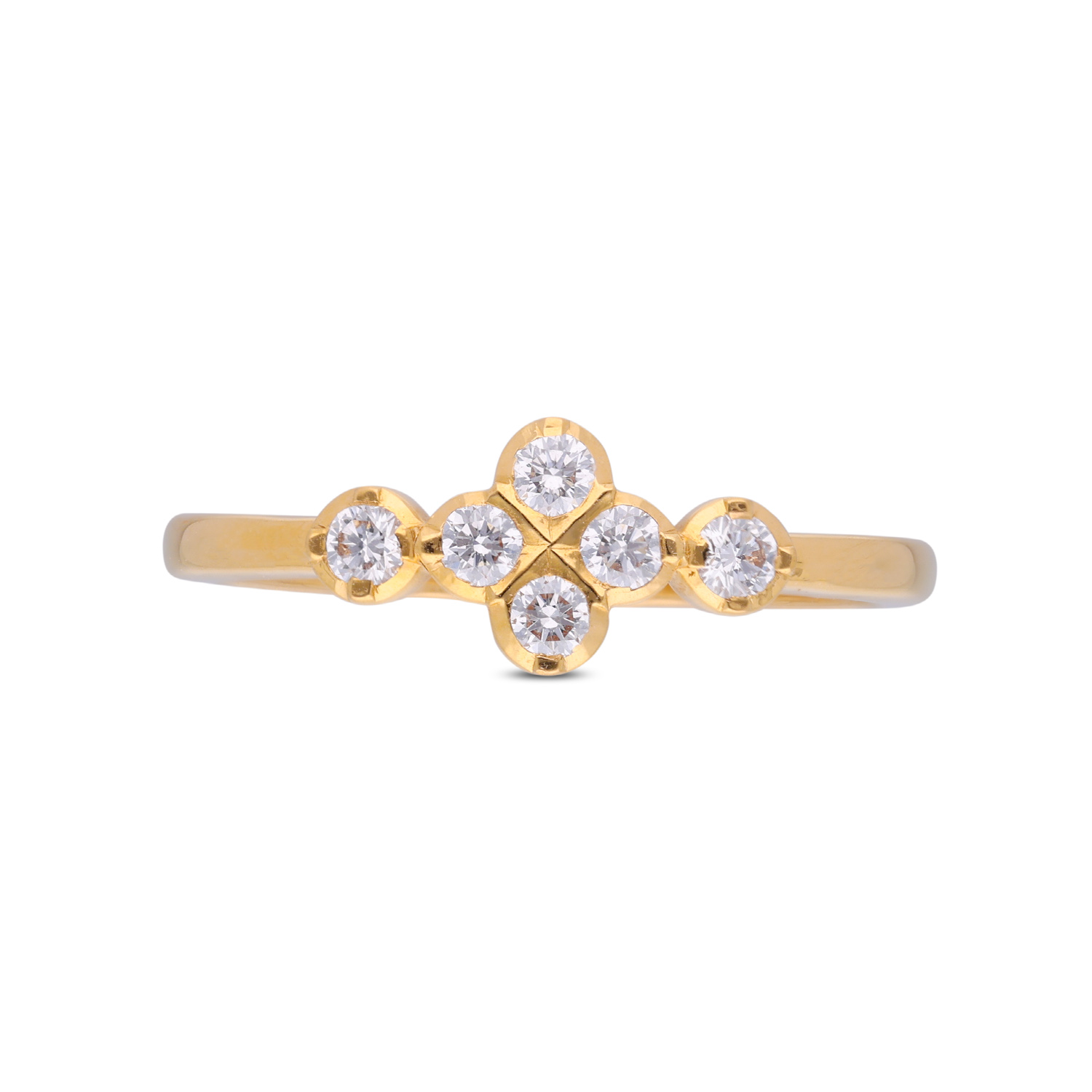 Gold Ring with Cluster Sparkling Stones