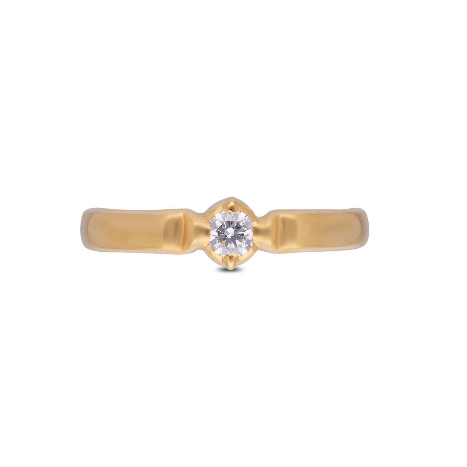 Gold Ring with a Solitaire Sparkling Stone