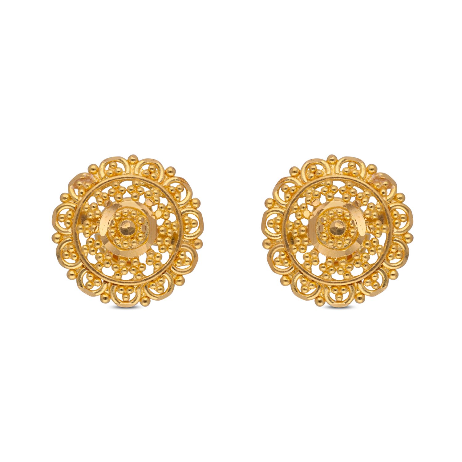 Regal Filigree Gold Ear Studs ? A Timeless Masterpiece