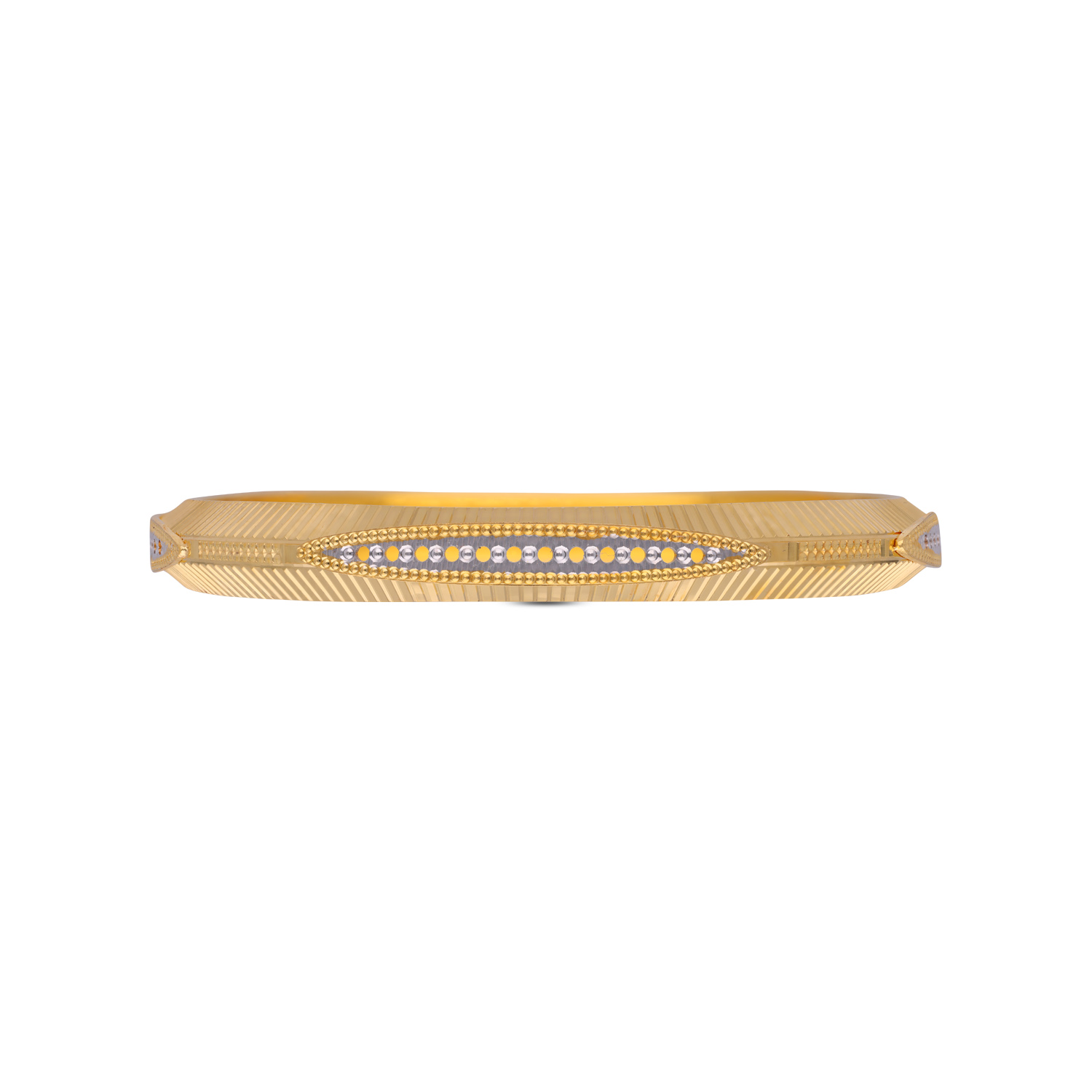 Refined Brilliance: Exquisite Gold Bangle with Textured Detailing