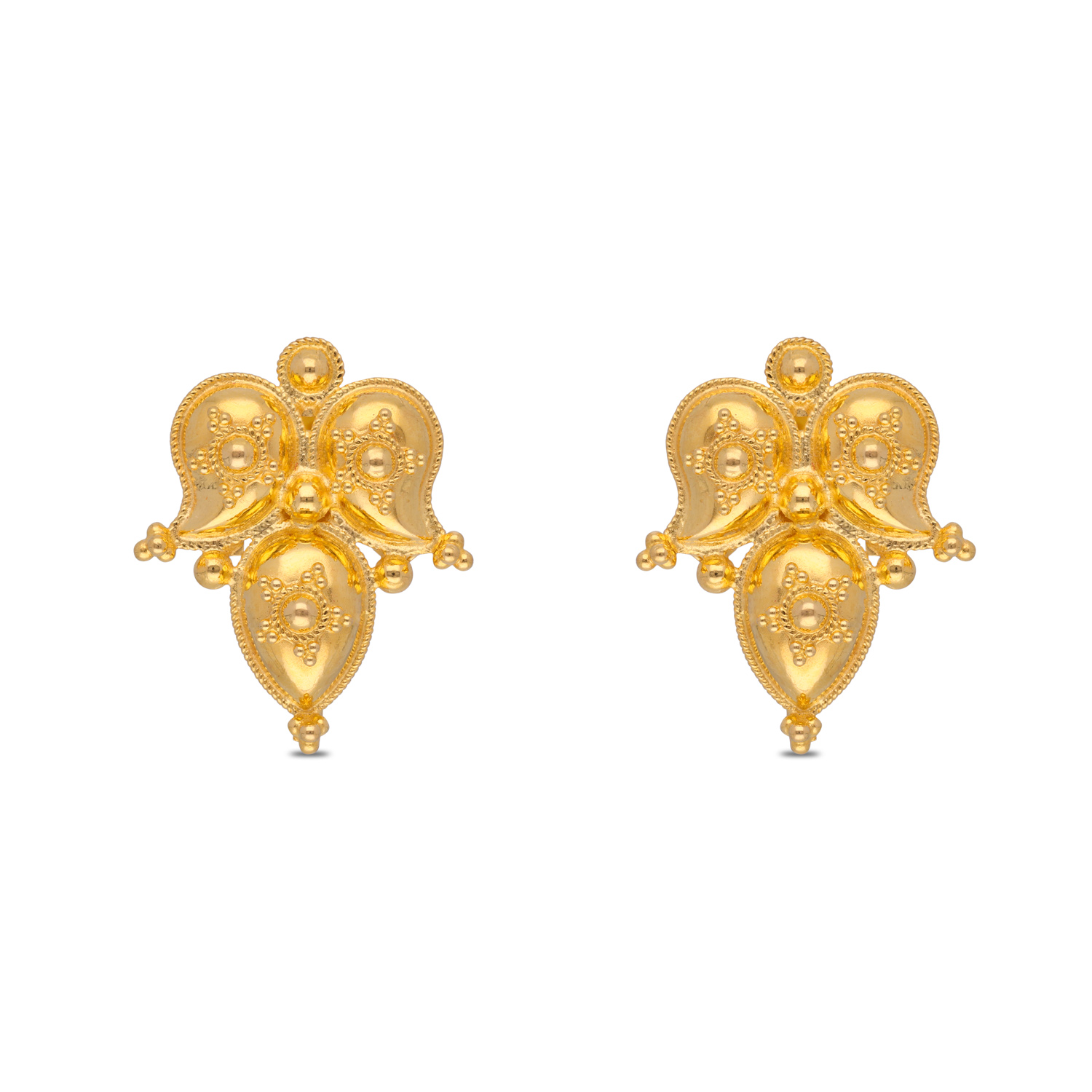 Regal Gold Ear Studs with Intricate Temple Motif – A Timeless Classic