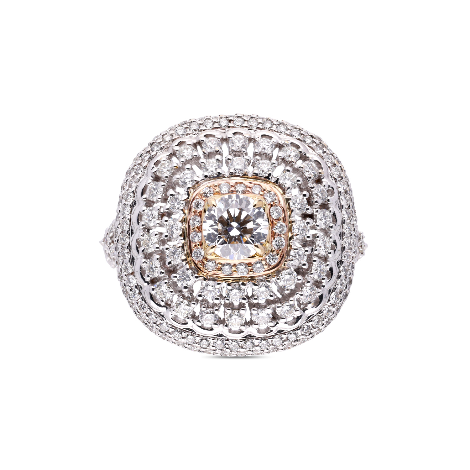 Exquisite Diamond Cocktail Ring with Intricate Halo Setting