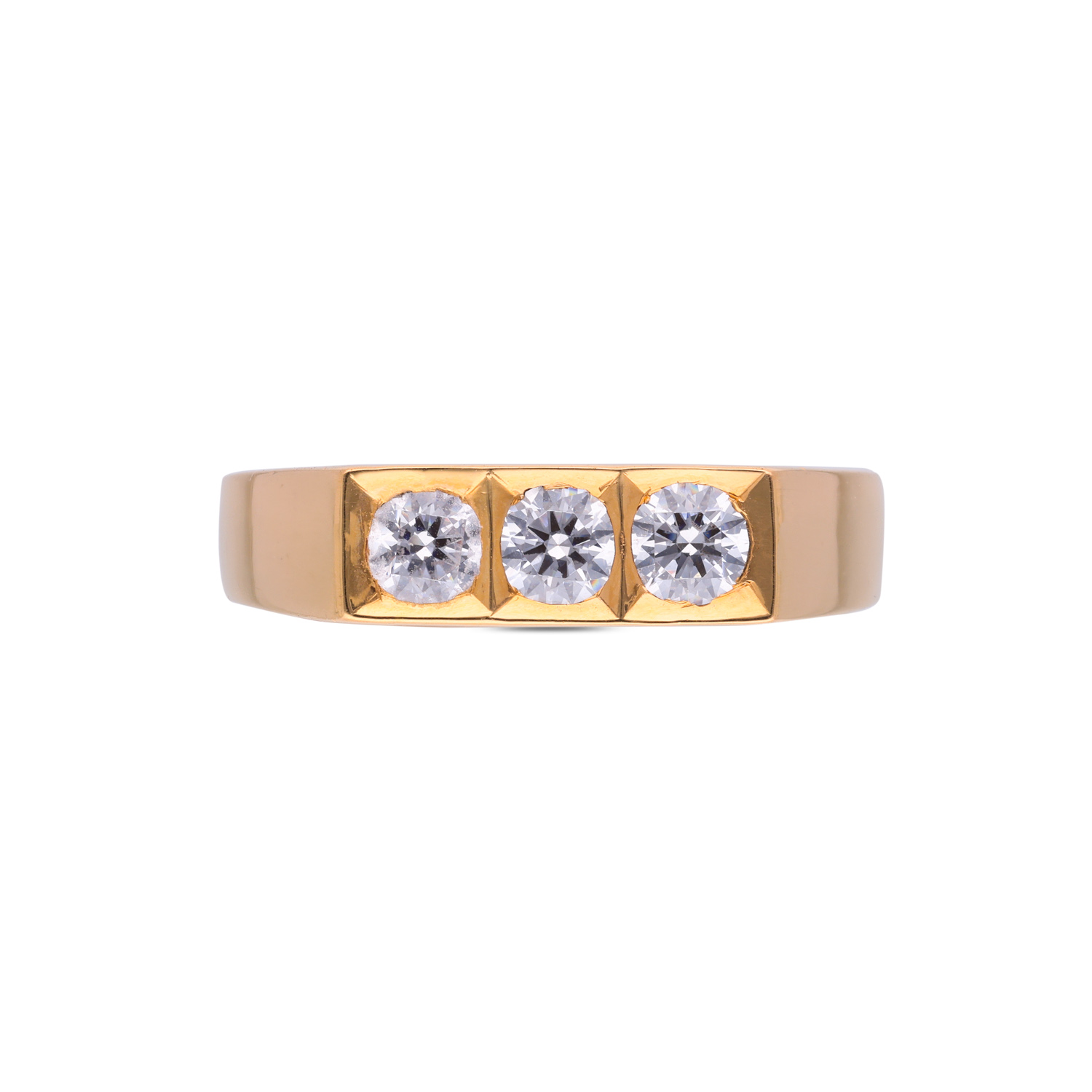 Timeless Gold Band with Trio of Radiant White Stones