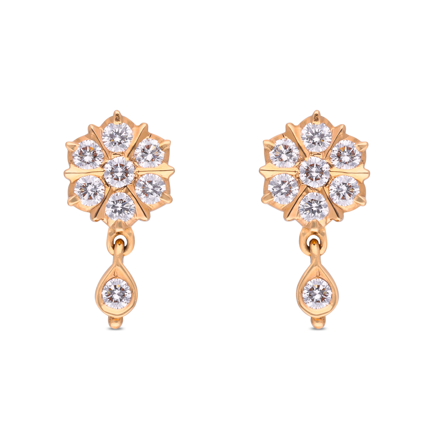 Floral Gold Earrings with Brilliant Diamonds ? A Touch of Radiance
