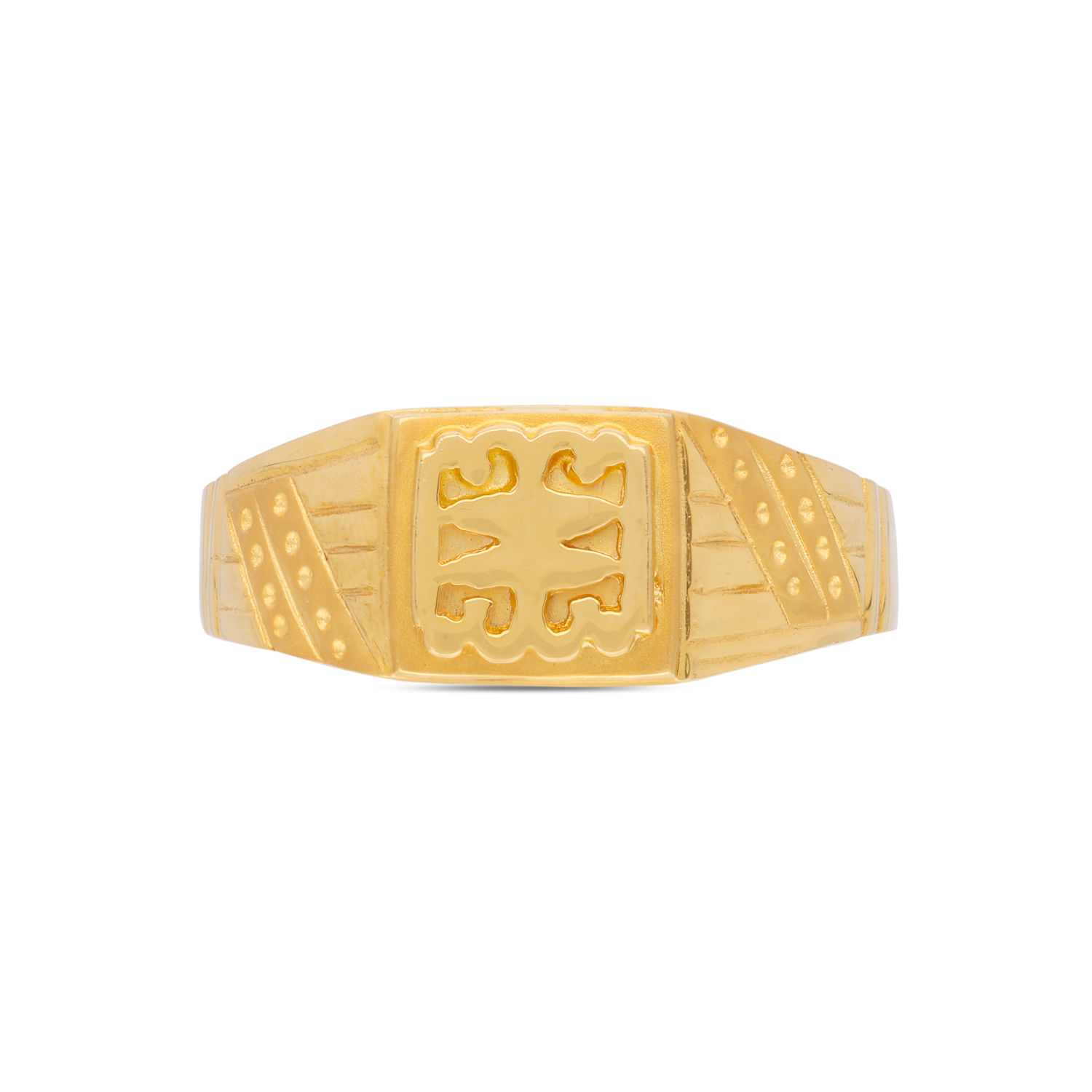 Majestic Emblem Gold Ring with Intricate Detailing