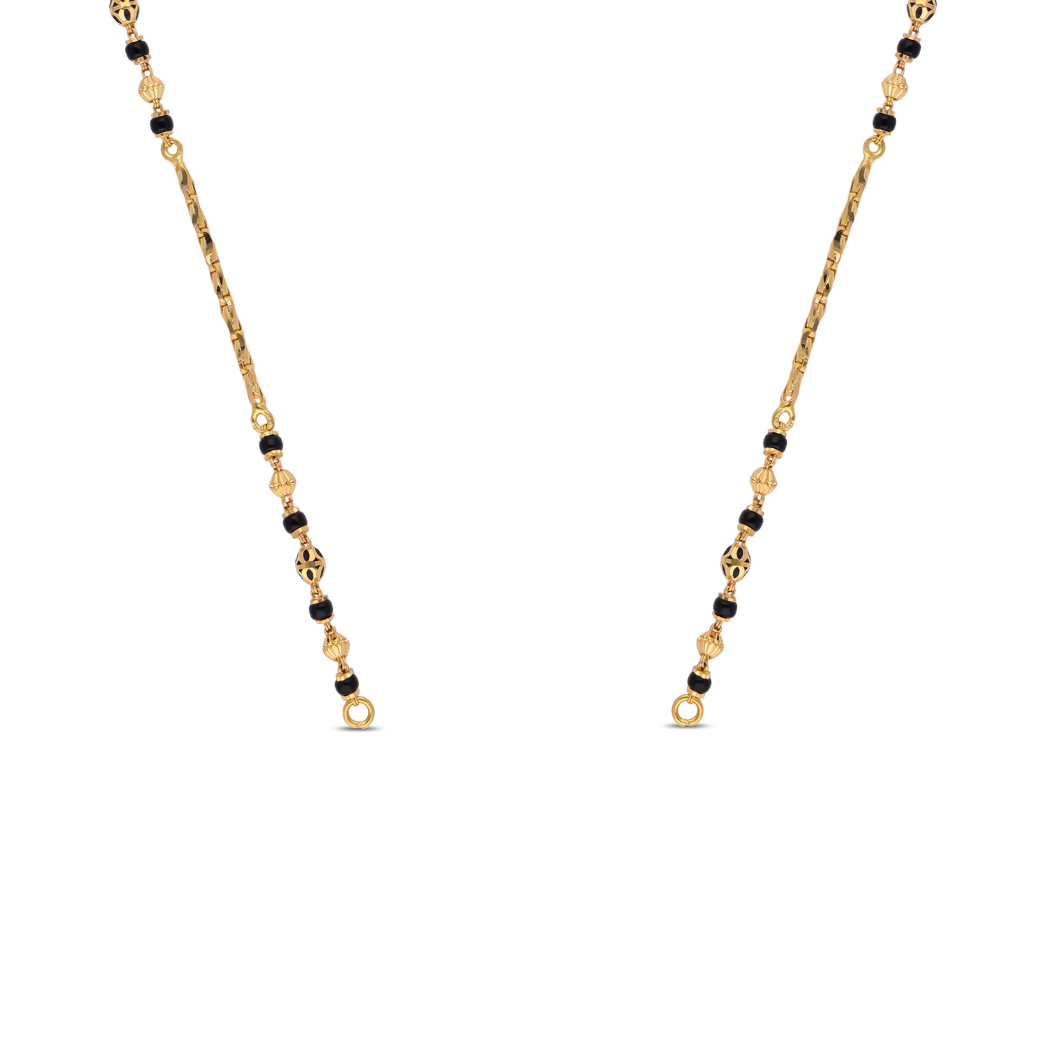 Graceful Gold Chain with Black Bead Accents – A Symbol of Elegance & Protection