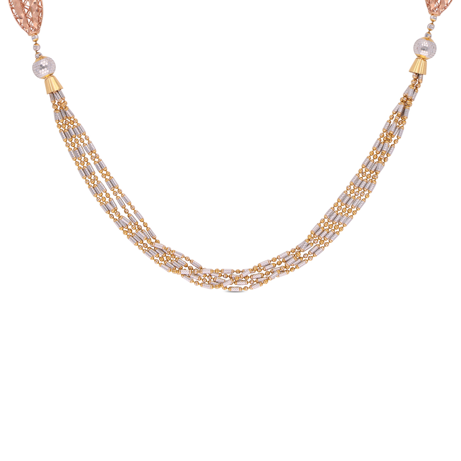 Regal Multi-Strand Gold Necklace with Intricate Accents