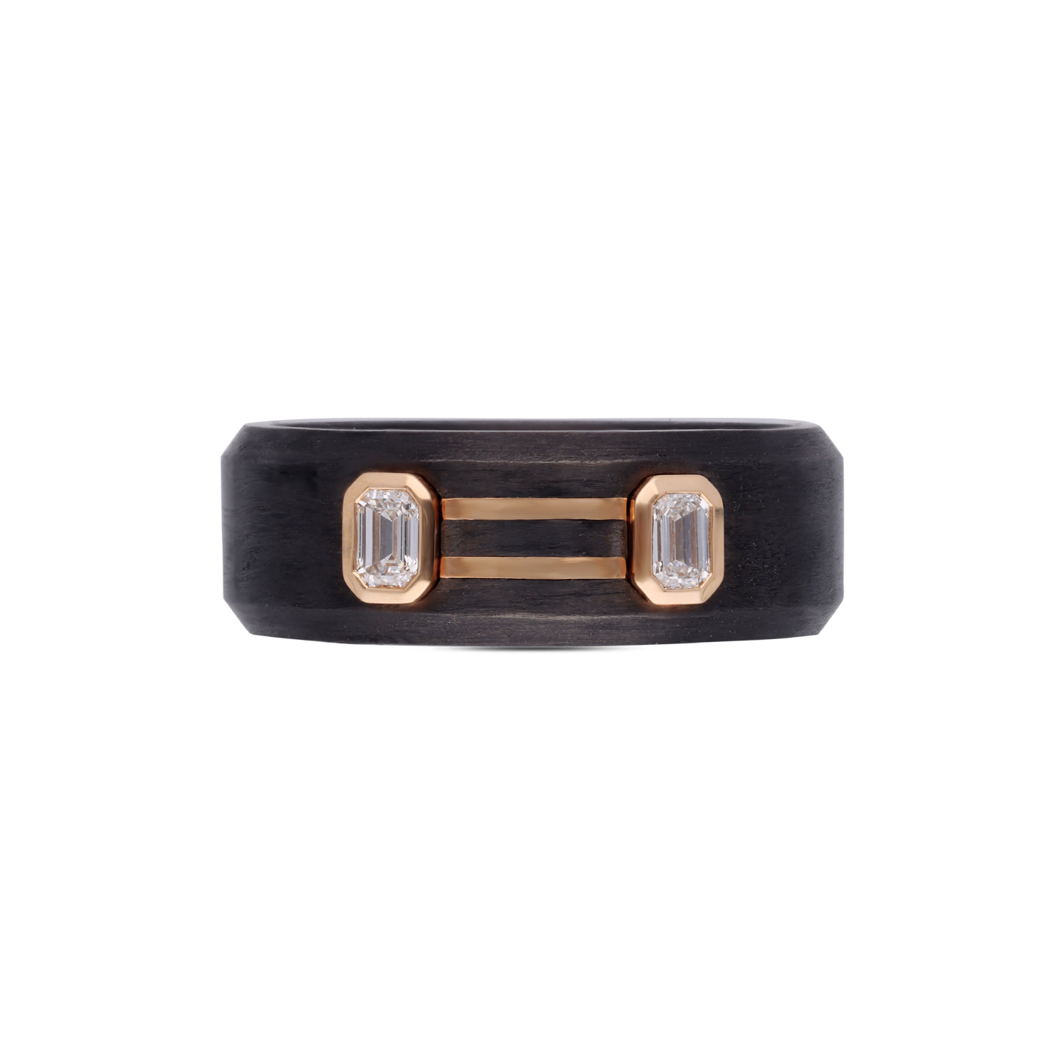 Sleek Carbon Fiber & Gold Diamond Ring – A Bold Fusion of Strength and Luxury