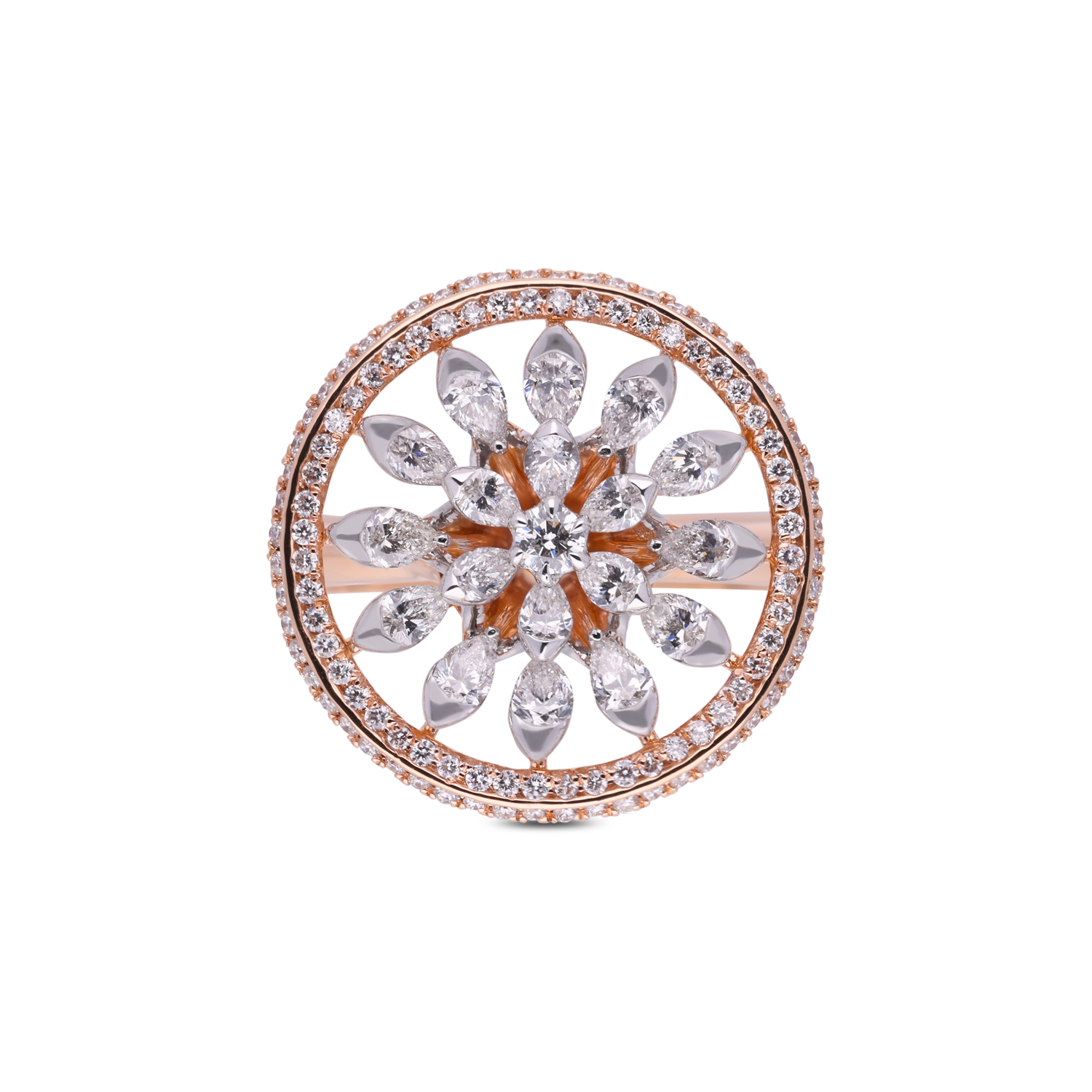 Floral-Inspired Gold Diamond Ring – A Radiant Bloom of Elegance