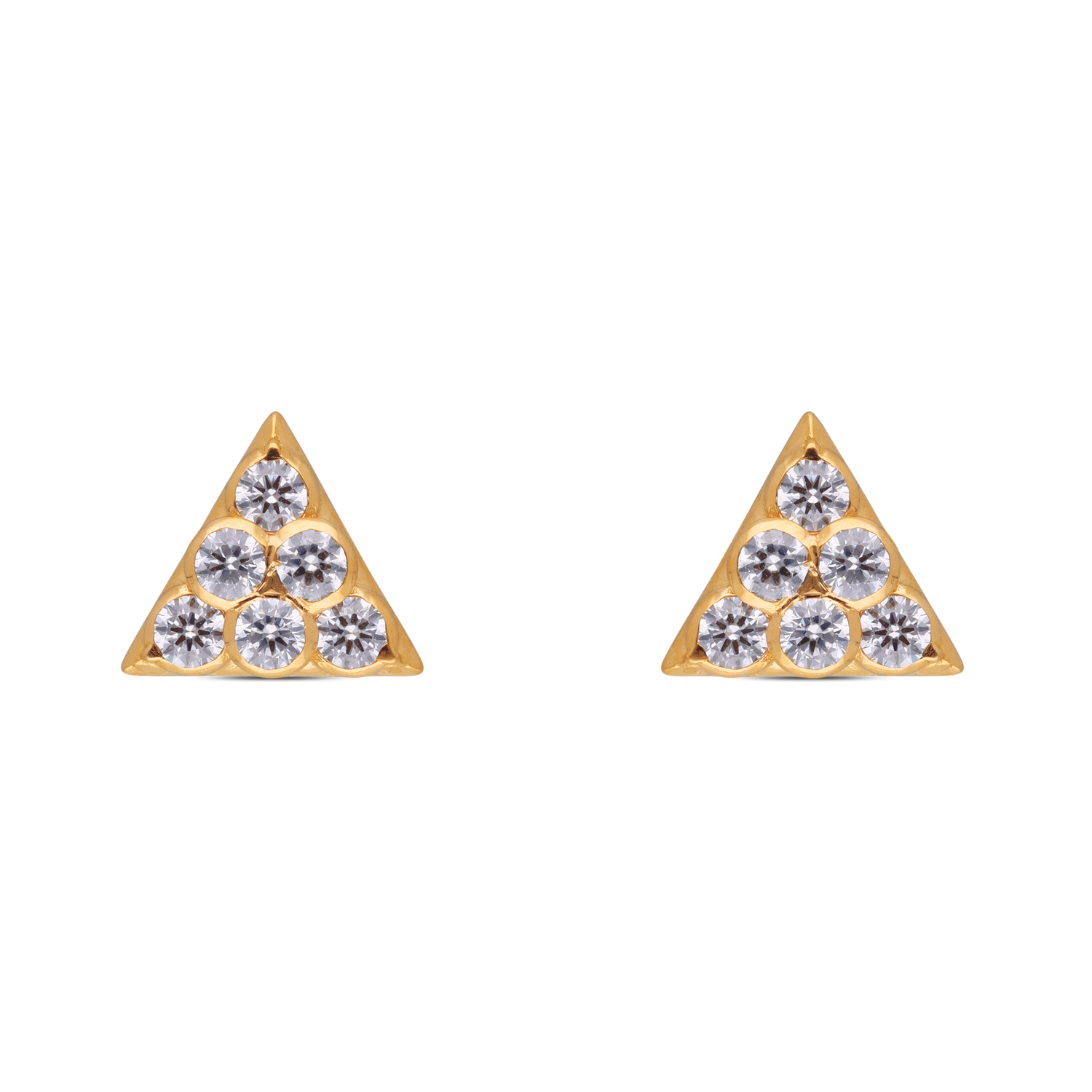 Geometric Gold Ear Studs with White Stones – A Chic Minimalist Statement