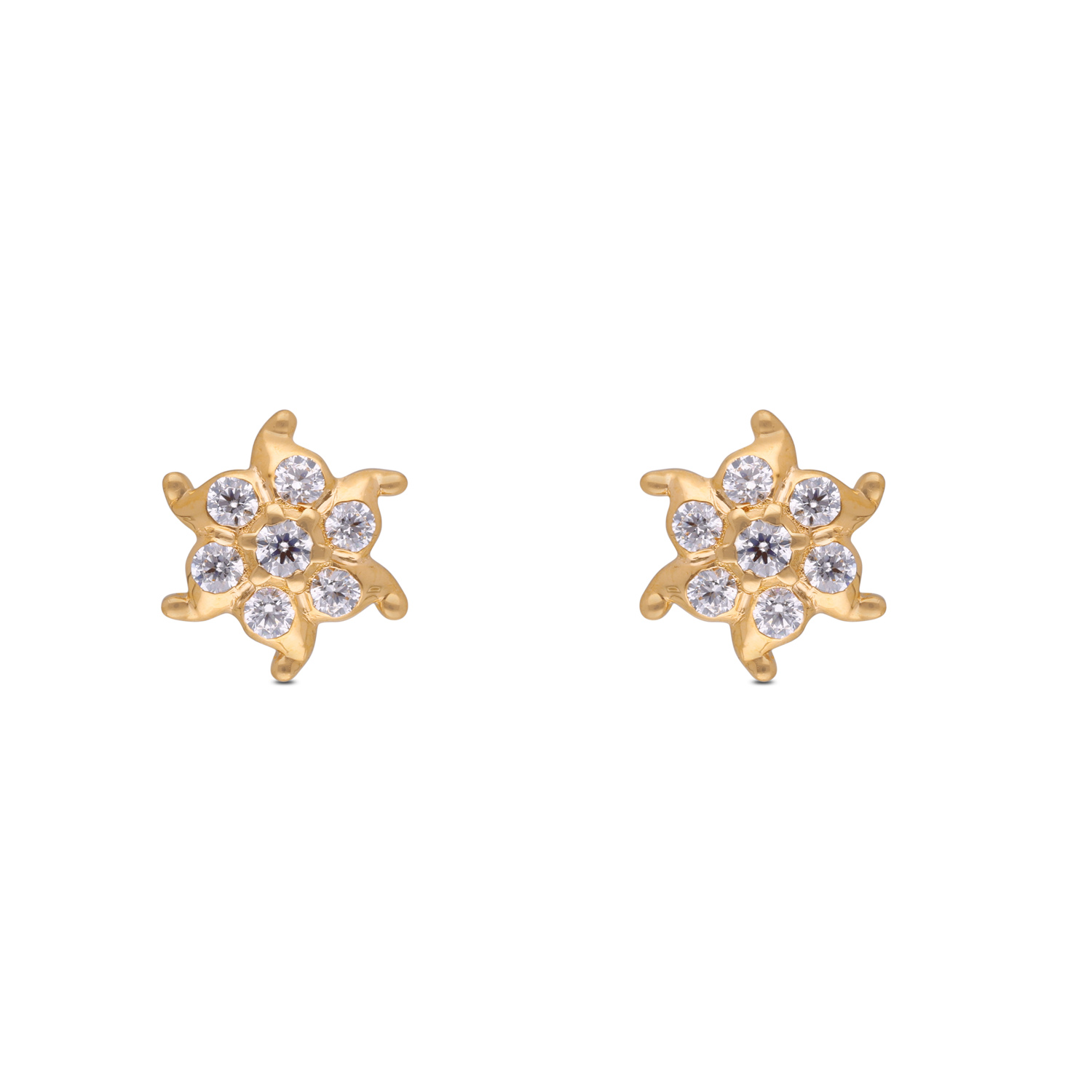 Delicate Gold Ear Studs with Sparkling White Cubic Zirconia