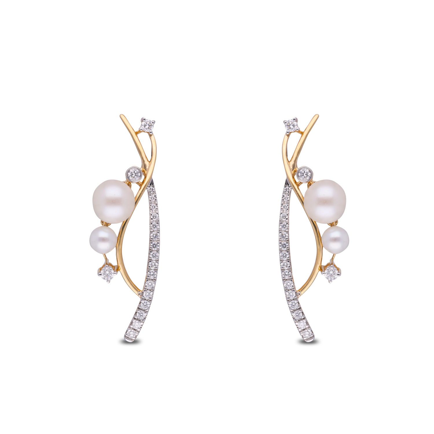 Elegant Diamond Earrings with Cultured Pearls – A Symphony of Grace and Luxury