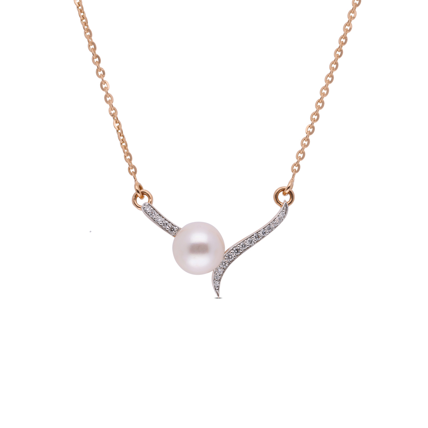 Graceful Diamond Chain Pendant with Cultured Pearl – A Symbol of Elegance