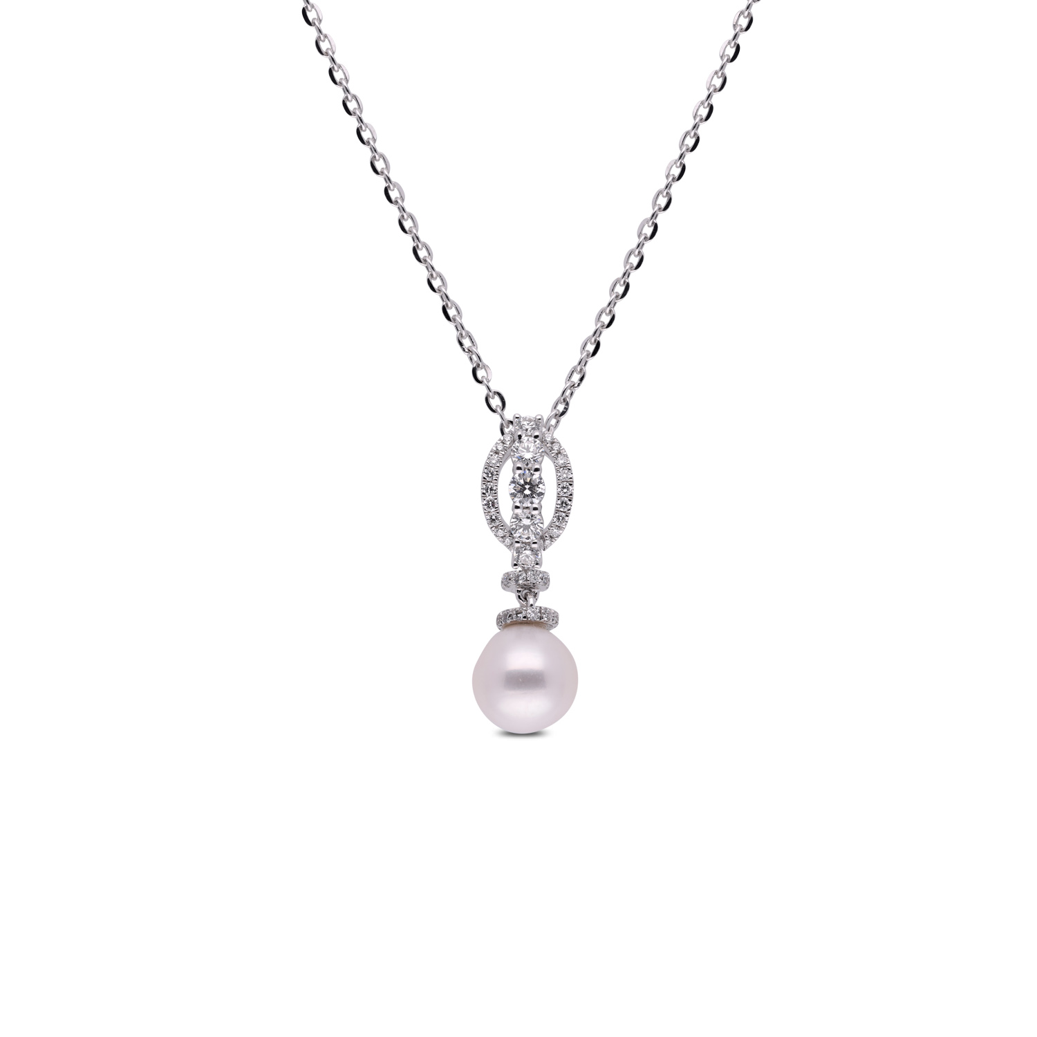 Elegant Diamond Pendant Necklace with Cultured Pearl – A Timeless Classic